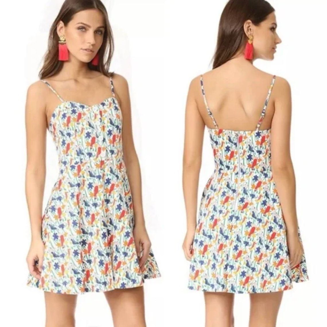 image of Alice Olivia Alice + Olivia Nella Mini Sundress In Bird Party Print, Women's (Size Small)