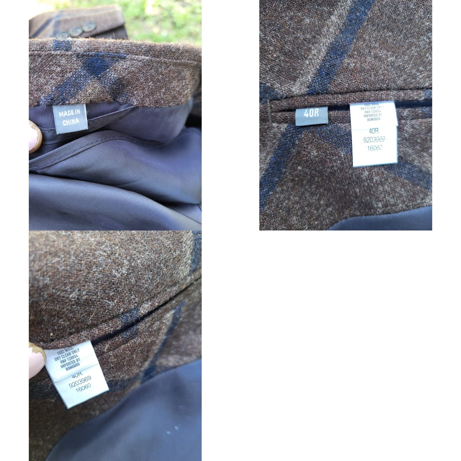 Bonobos Bonobos Sport Coat Brown Wool Tweed Plaid Slim 40R Regular Notch Lapel Single-Breasted Two-Button Jacket Men Size US XXS / EU 40 - 8 Thumbnail