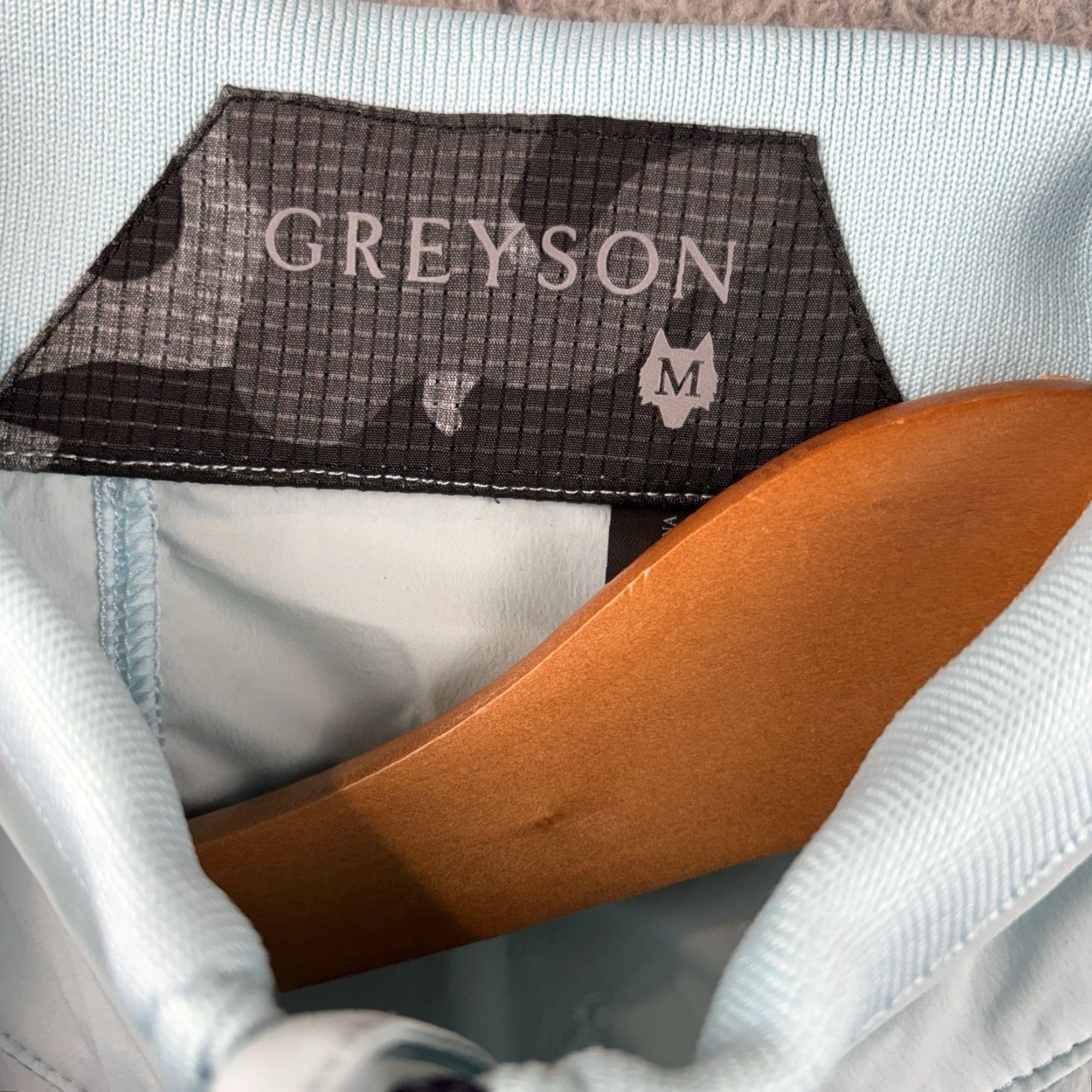 Vintage Greyson Trailwolf Lightweight Windproof Golf Jacket Mens M Light Blue Navy Zip Pockets Full Zip Stand-Up Collar Golf Jacket - Mens Size US M / EU 48-50 / 2 - 3 Thumbnail
