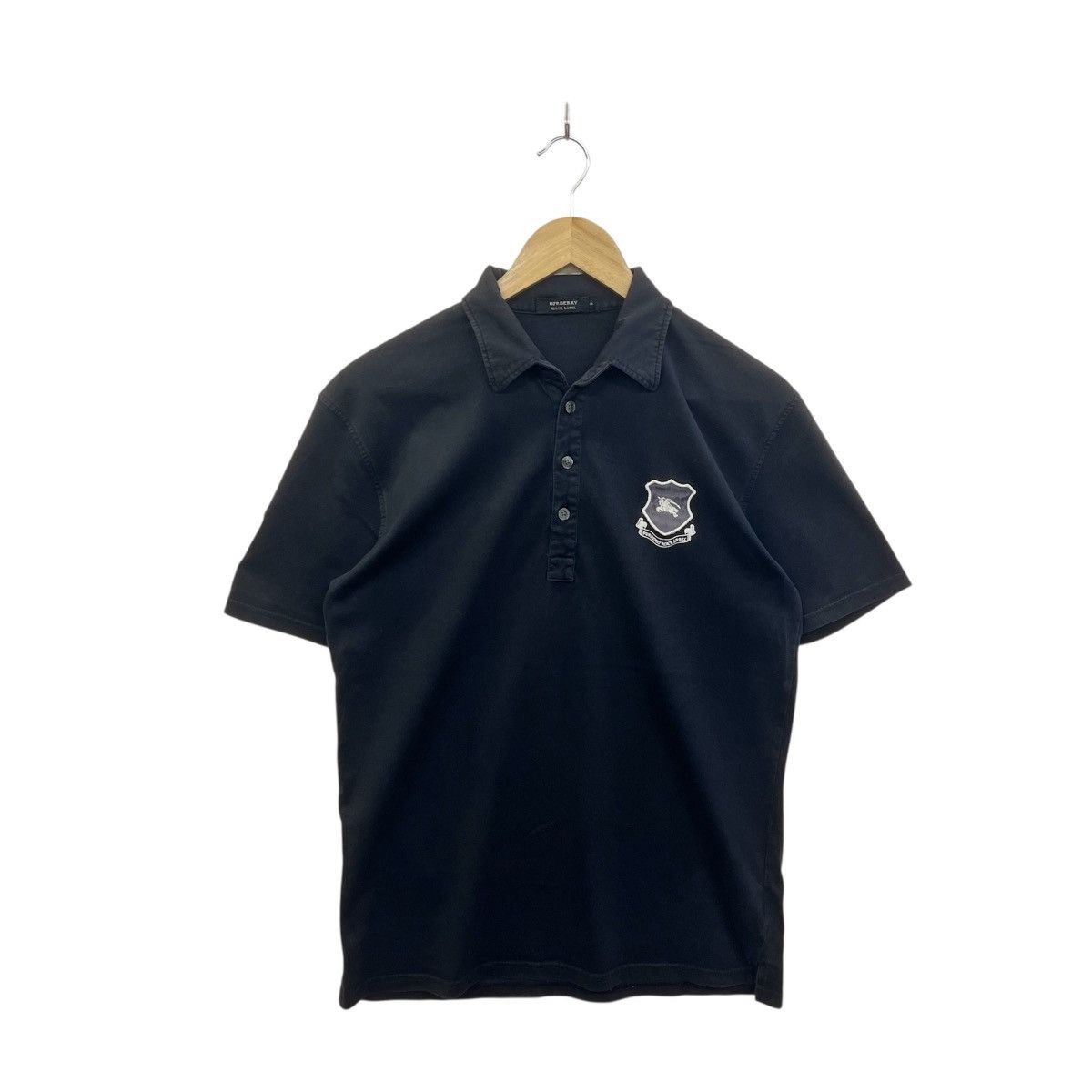 BURBERRY BLACK LABEL EMBRIODERED CREST POLO SHIRT