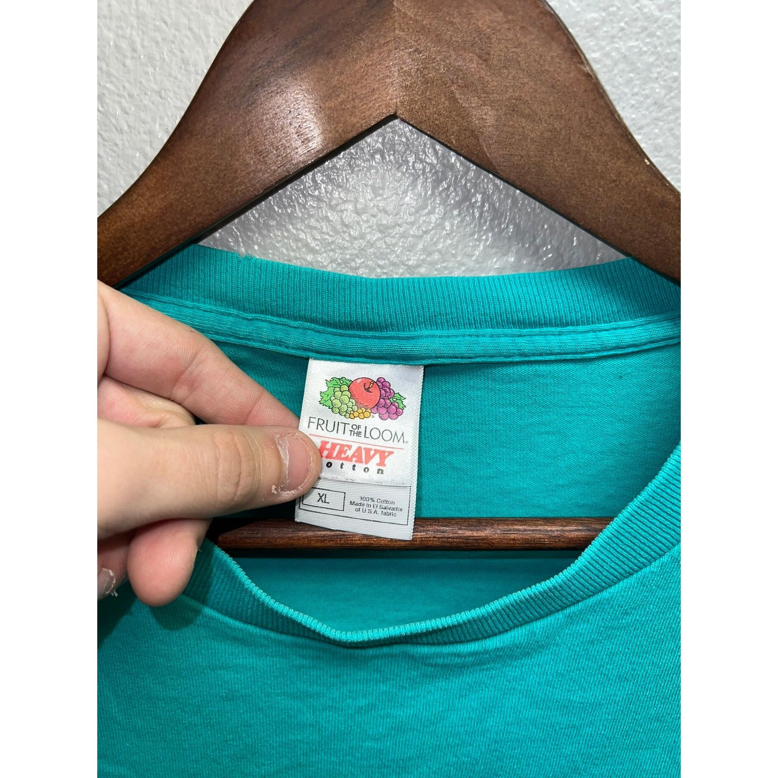 Fruit Of The Loom Vintage Lord Smoking Shell Shirt Lamanai Art Teal Tee 90s XL Size US XL / EU 56 / 4 - 5 Thumbnail