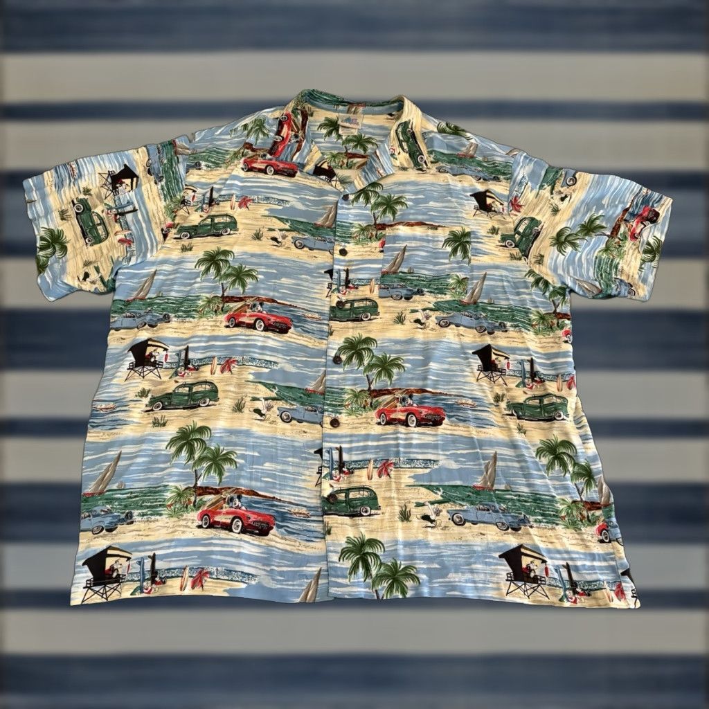 Disney Disney Button-Up Hawaiian Shirt Mickey Pluto Goofy 2XL Mens Multicolor Ocean Beach Cartoon 90s Size US XXL / EU 58 / 5 - 1 Thumbnail