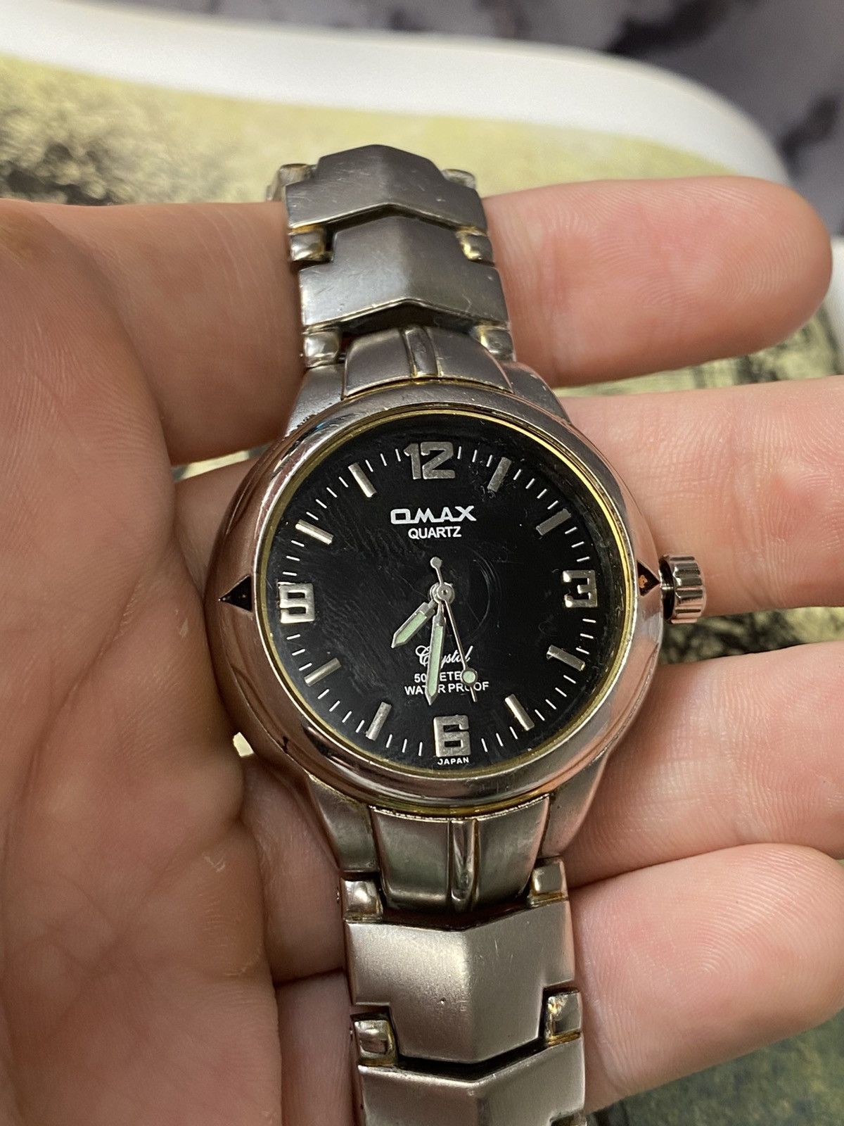 Japanese Brand Vintage OMAX Quartz Watch 3 ATM, Steel, Black Dial Size ONE SIZE - 8 Thumbnail
