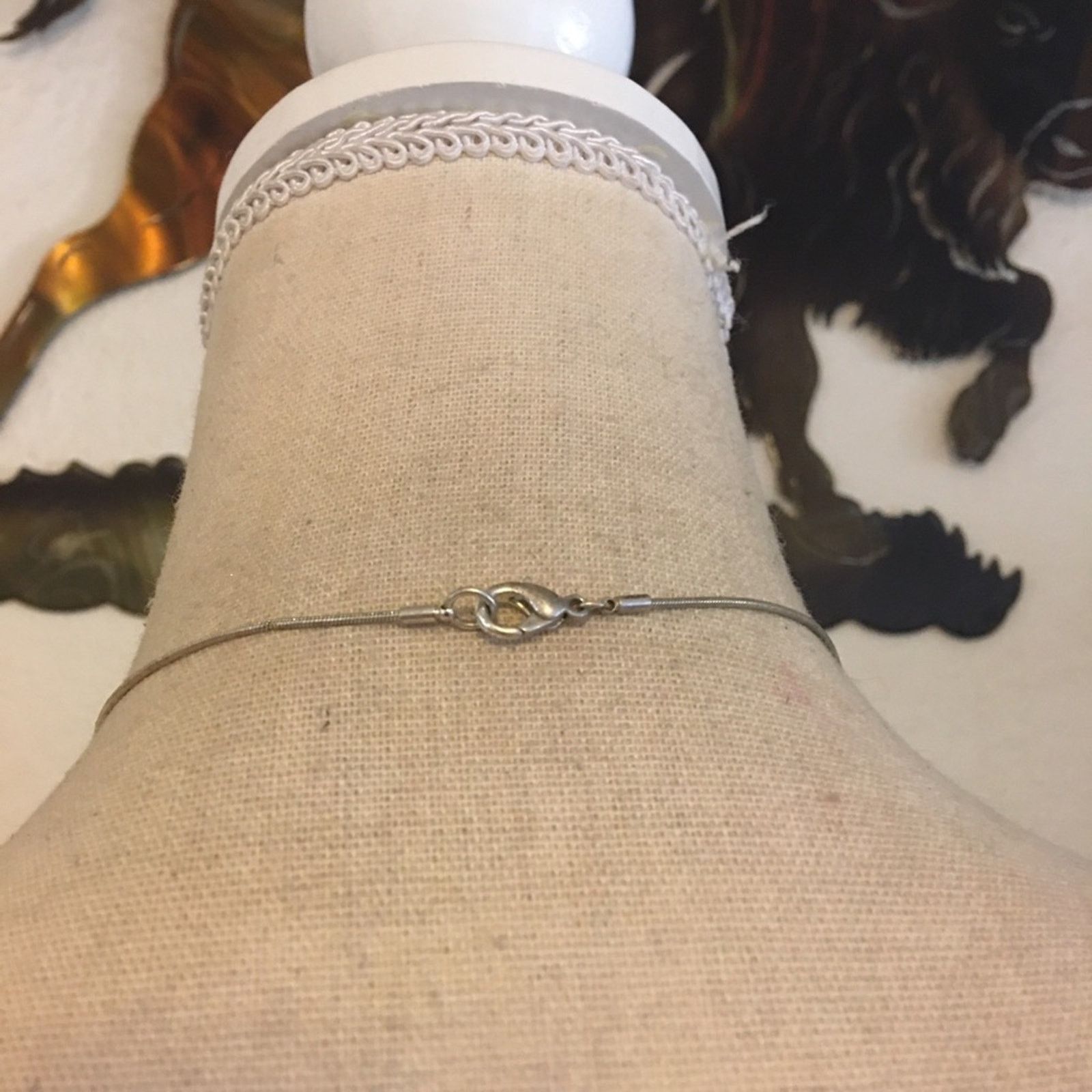 Jewelry Silver tone teardrop pendant on snake chain Size ONE SIZE - 5 Thumbnail