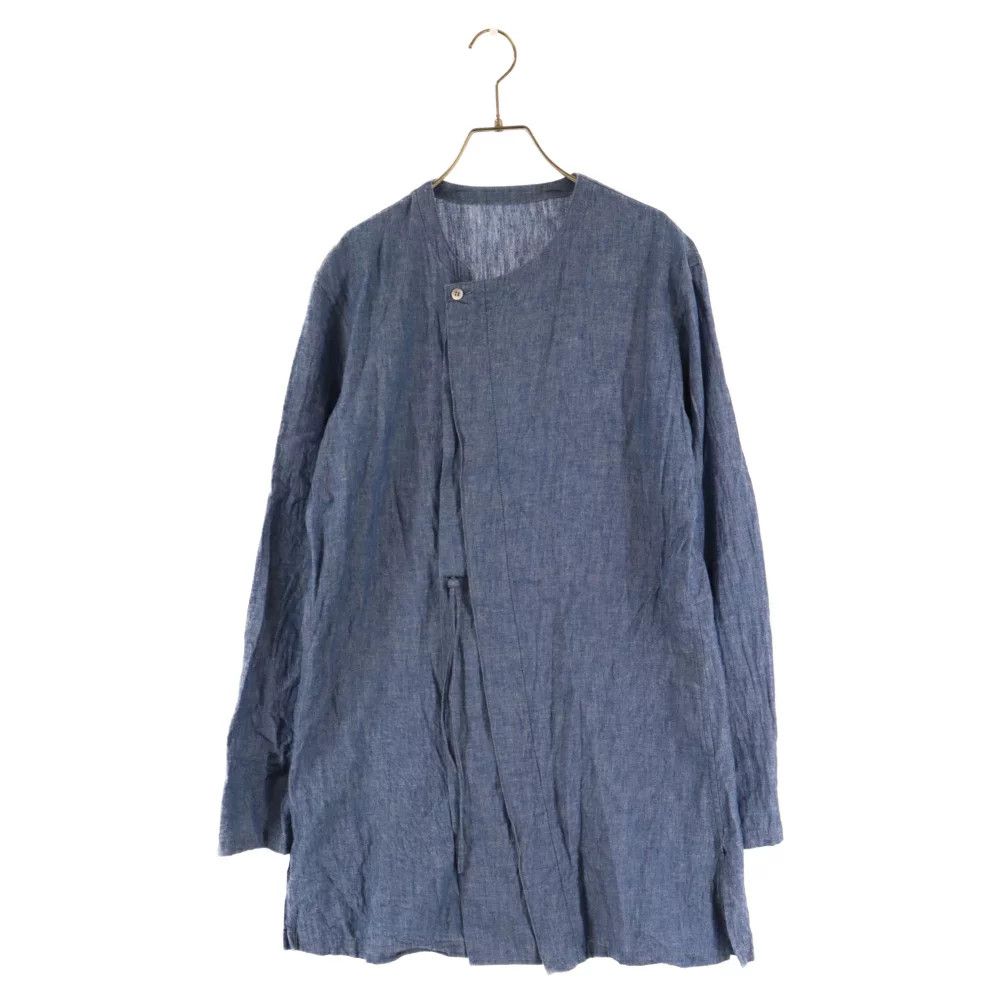 image of Yohji Yamamoto Pour Homme 15Ss Linen Blend Cotton Shirt in Indigo, Men's (Size Medium)