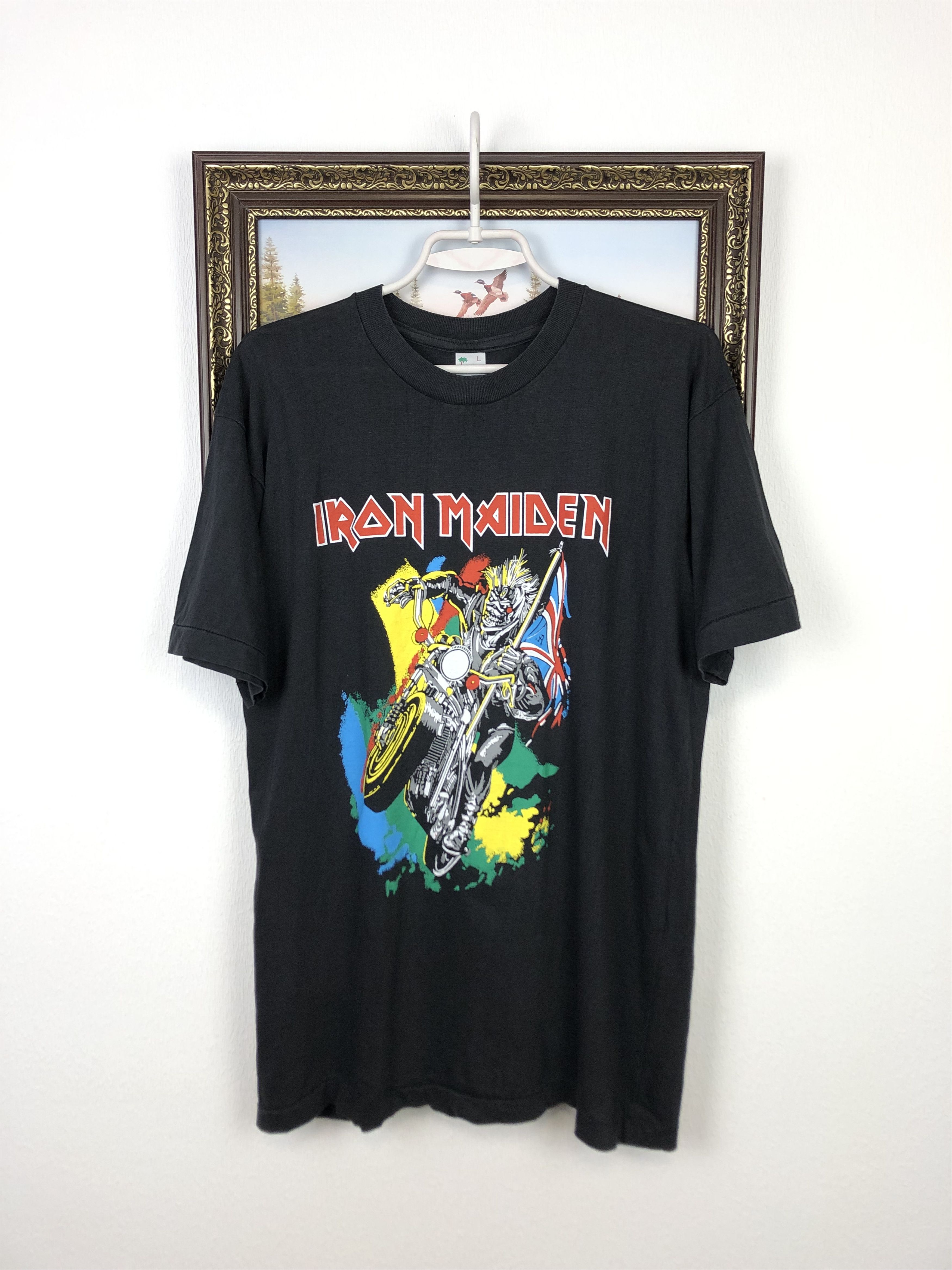 Vintage Vintage 80's Iron Maiden Band Shirt Over Print Tee Mens Rare Size US M / EU 48-50 / 2 - 1 Thumbnail