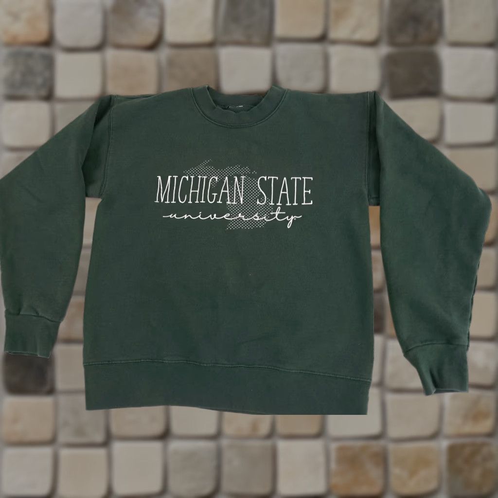 Vintage VINTAGE Michigan State Spartans Sweatshirt Woman Small Green Canvas Logo Pullover Crew Neck Long Sleeve Winter Men/Women? Size S / US 4 / IT 40 - 1 Thumbnail
