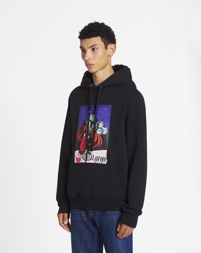 Lanvin oc11z0426 Graphic Printed Hoodie in Black Size US M / EU 48-50 / 2 - 3 Thumbnail