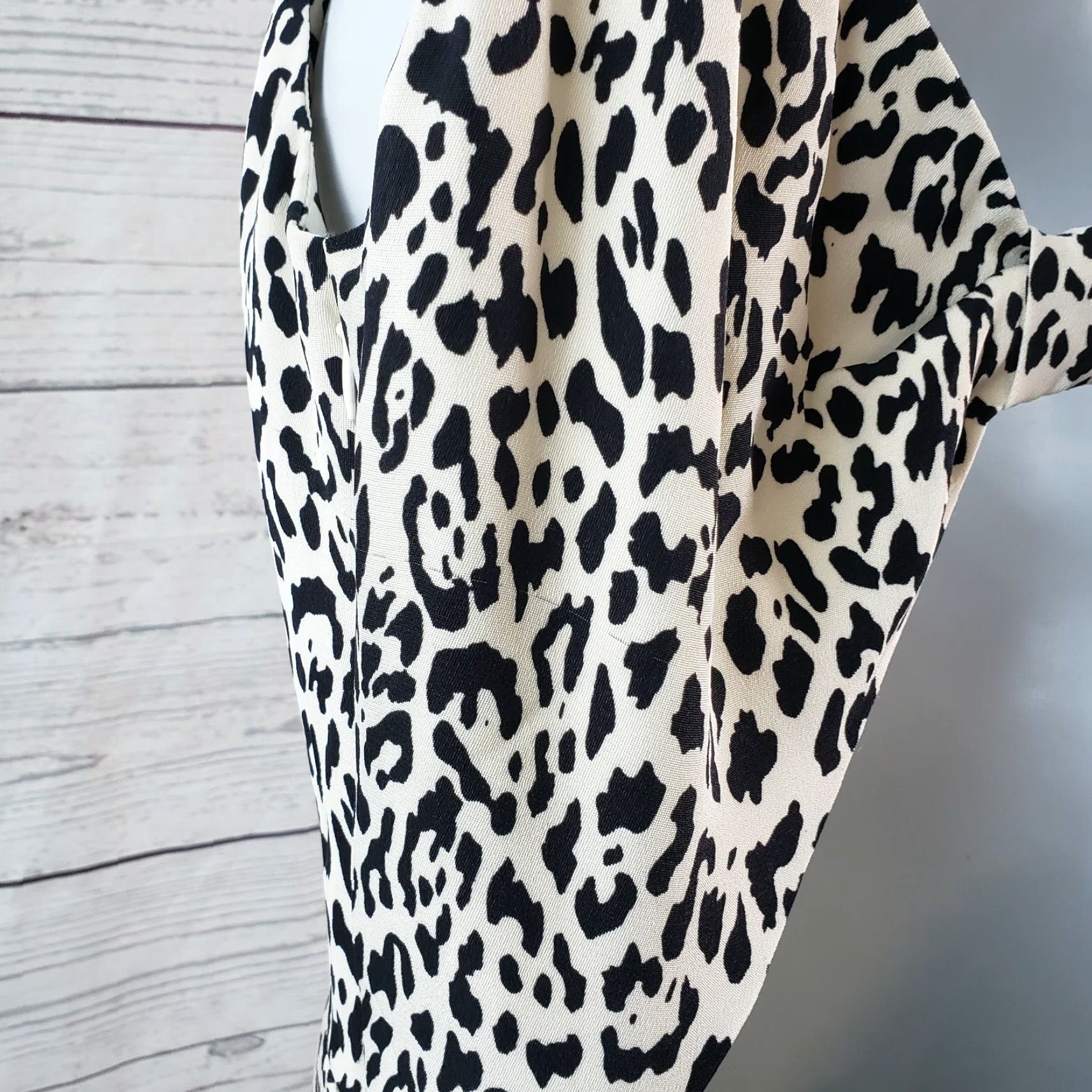 Parker Parker Dress Womens Peplum Silk Black Ivory Animal Print Sleeveless Size M Short Dress Size M / US 6-8 / IT 42-44 - 5 Thumbnail