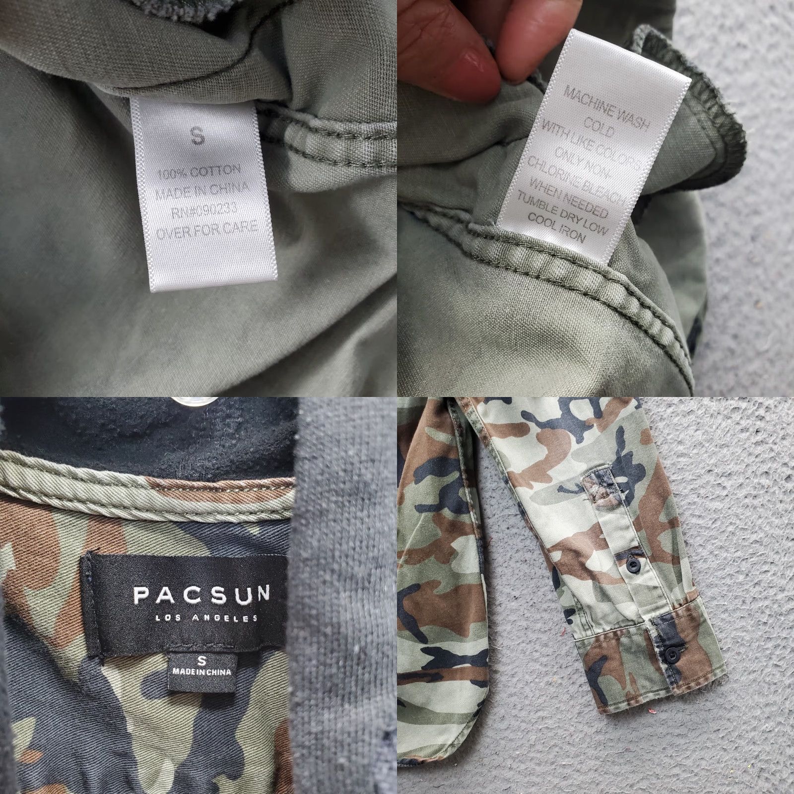 Pacsun PacSun Hooded Shirt Mens S Multi Camouflage Cotton Drawstring High Low Button Up Size US S / EU 44-46 / 1 - 8 Thumbnail