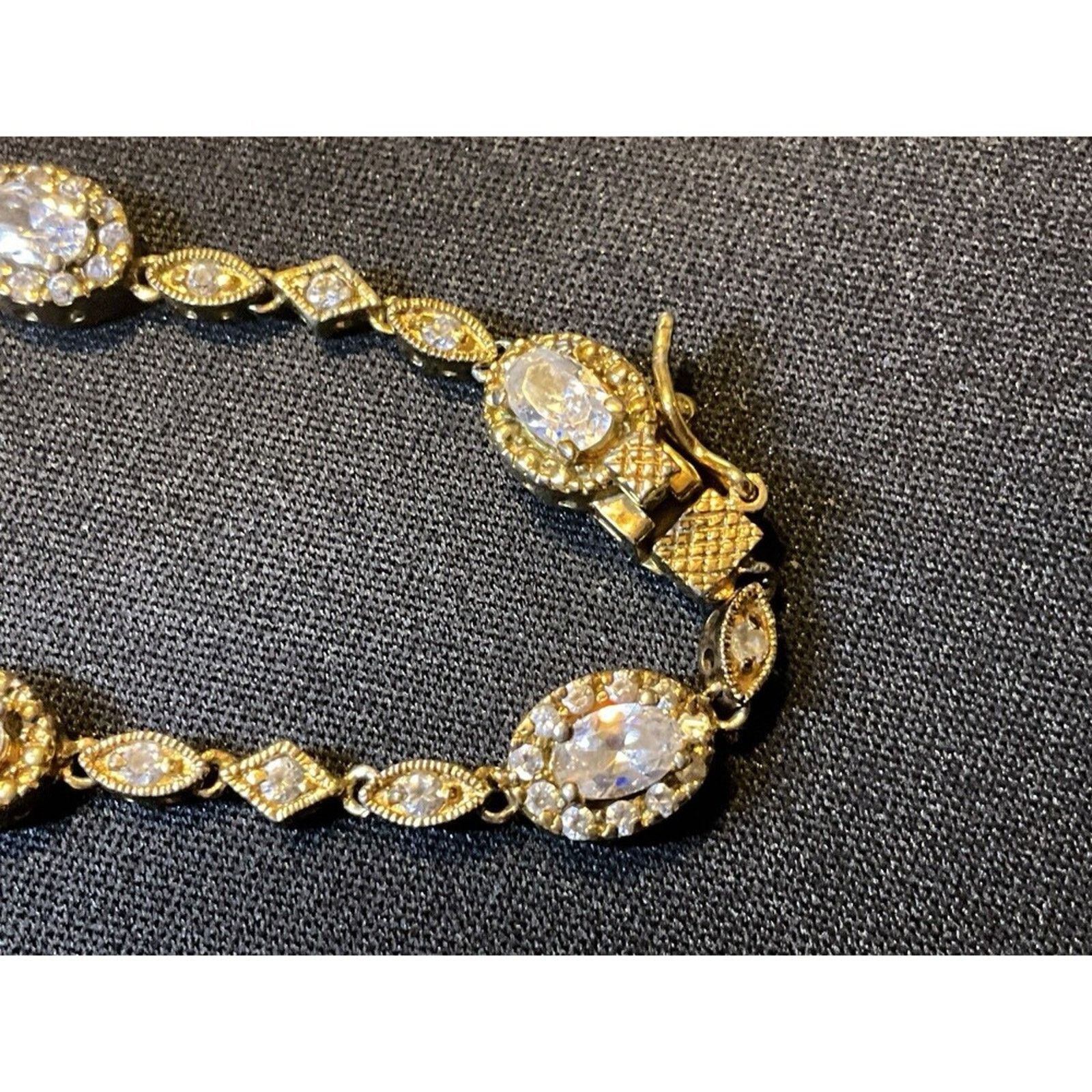 Other 925 Sterling Silver Vermeil Tennis Bracelet Size 6.75 Size ONE SIZE - 3 Thumbnail