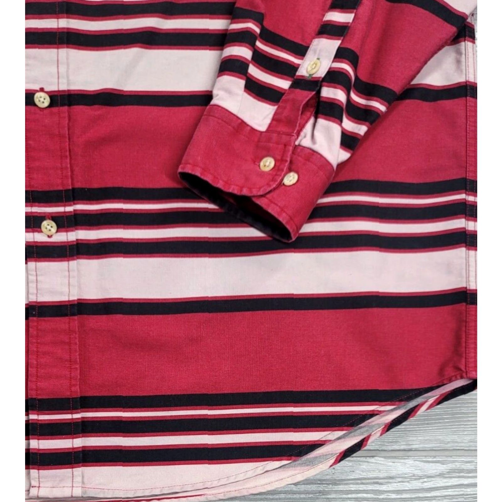 Tommy Hilfiger VINTAGE Tommy Hilfiger Shirt Men L Red Black Stripe Button-Up Collared Long Sleeve Denim Canvas 90s Logo Size US L / EU 52-54 / 3 - 4 Thumbnail