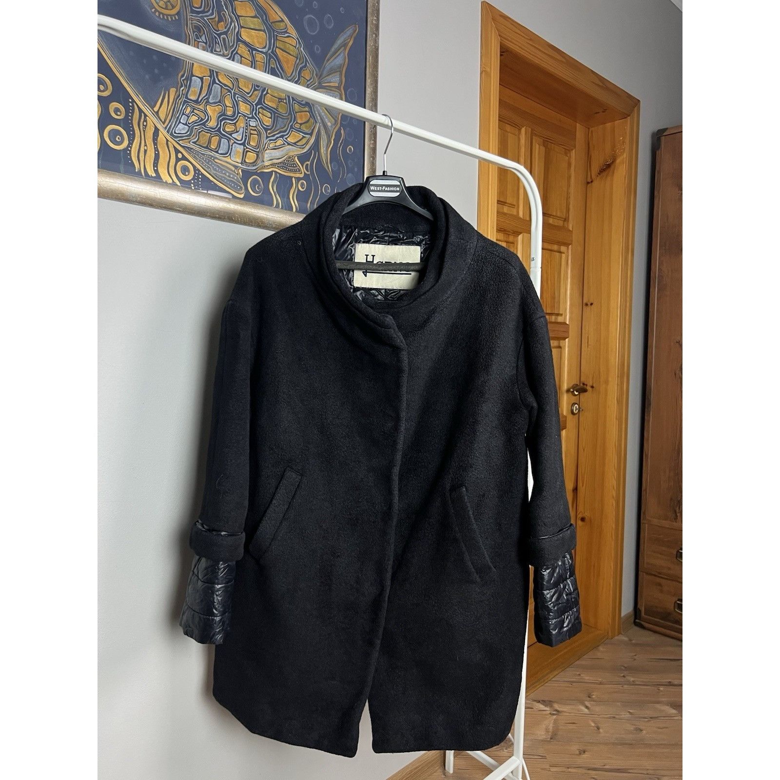 Herno Herno Women's Blue Wool Nylon Down Insulated Cape Coat Size Size L / US 10 / IT 46 - 3 Thumbnail