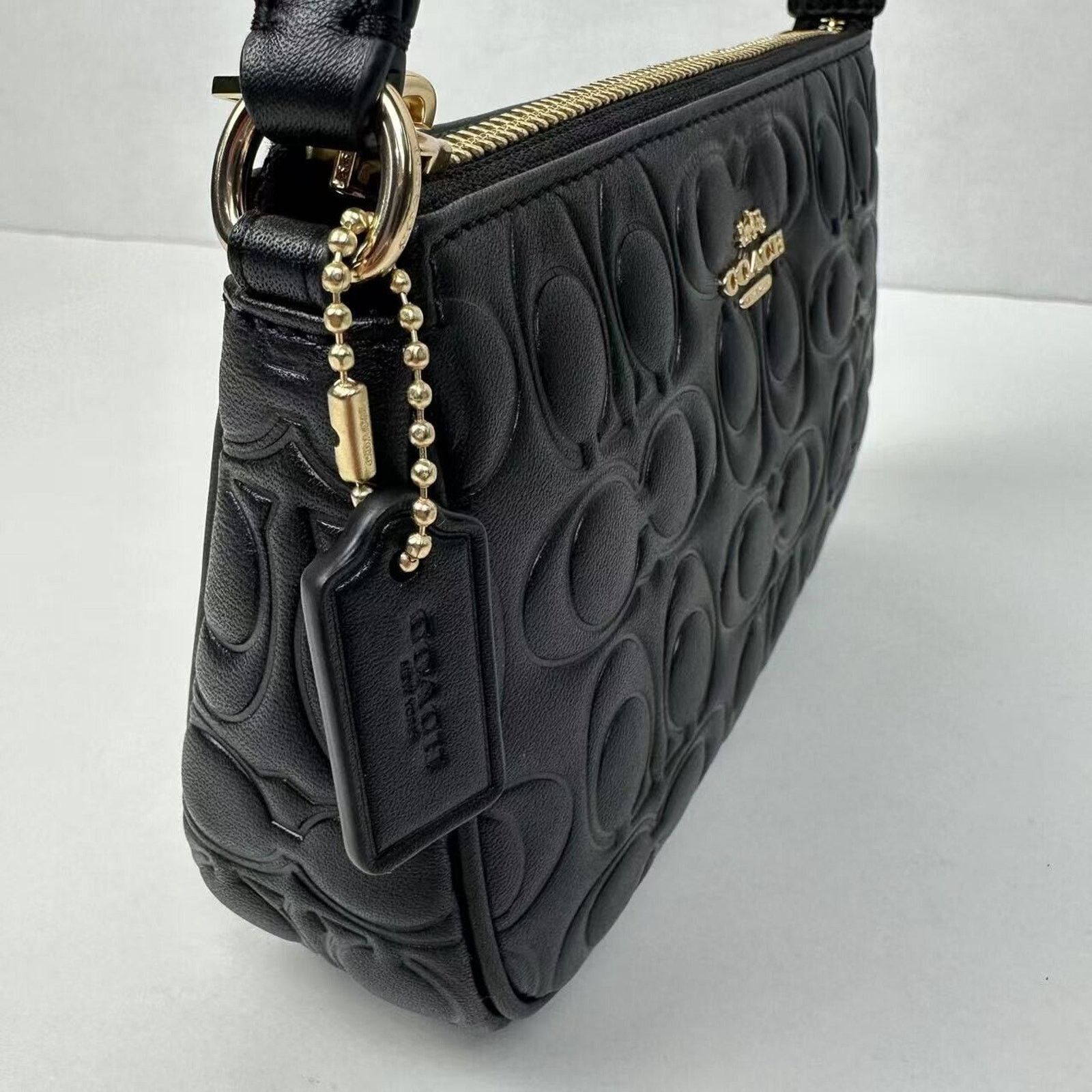 Coach Coach Wristlet Nolita 19 Signature Leather Embossed C Black Size ONE SIZE - 3 Thumbnail