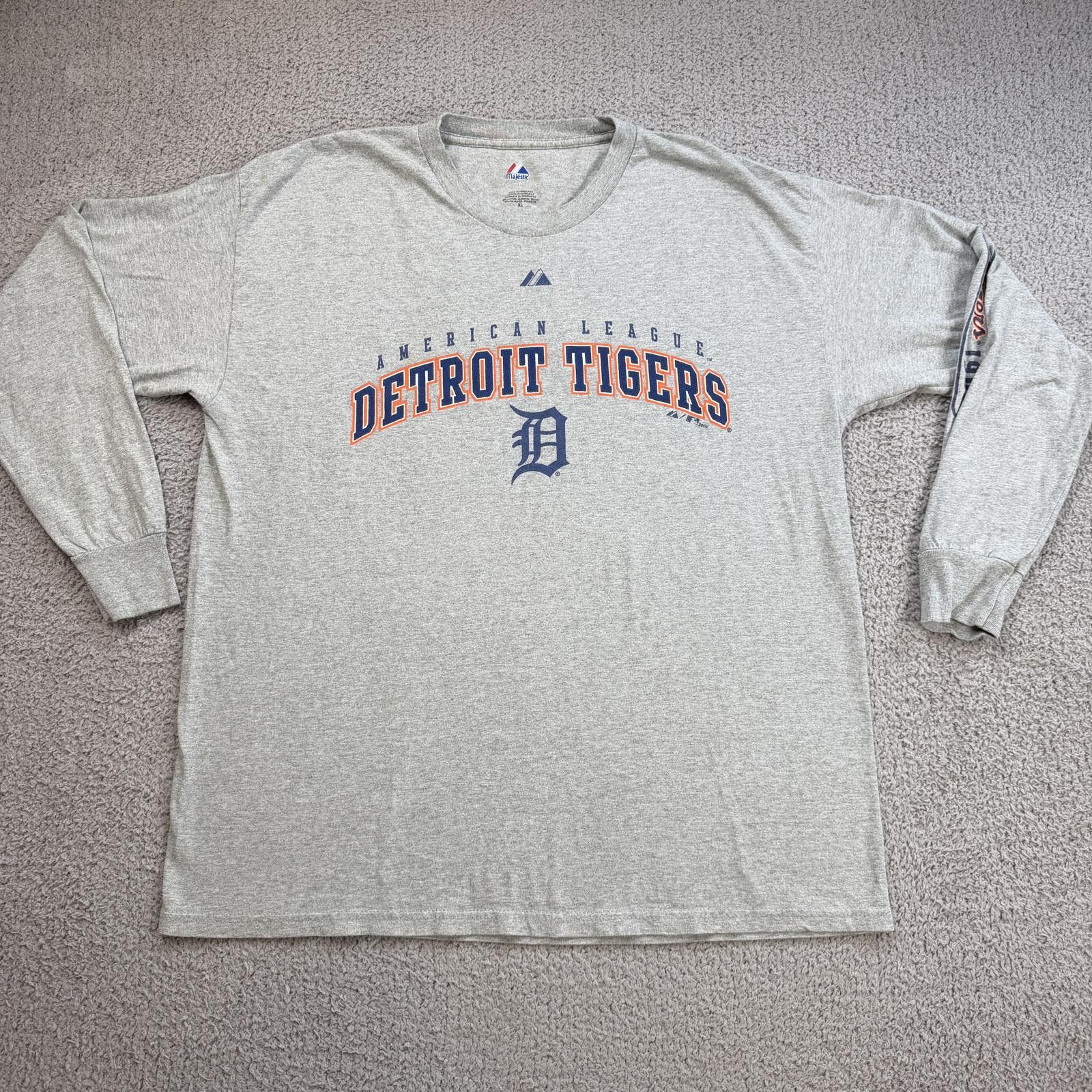 Majestic Detroit Tigers Majestic Long Sleeve Shirt Gray MLB Tee XL Size US XL / EU 56 / 4 - 1 Thumbnail