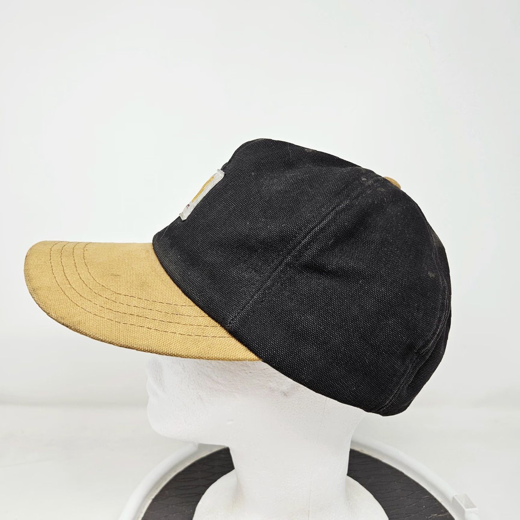 Carhartt VINTAGE Carhartt Hat Cap Fitted Mens M Black Canvas Tan Brim Insulated USA Workwear Size ONE SIZE - 6 Thumbnail