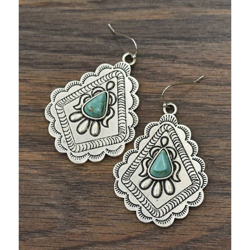 Other 721034 Concho Turquoise Earrings - 2 Inch Long Beauty Size ONE SIZE - 6 Thumbnail