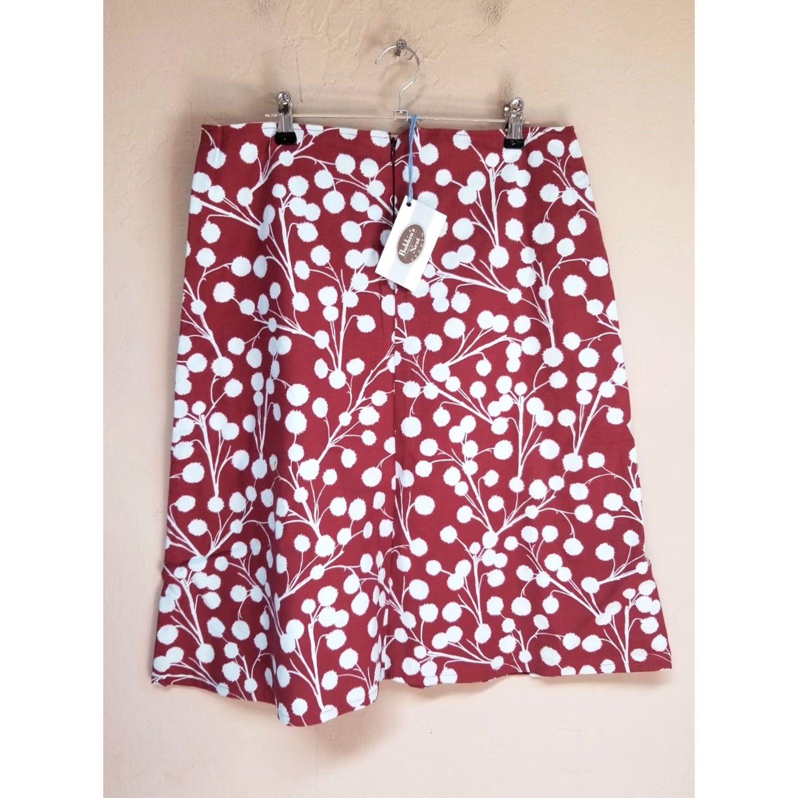 Vintage VINTAGE Bobbin's Nest Studio Amy Butler A-Line Barcelona Skirt Womens Medium Red White Back Zip AB028BS Size 32" / US 10 / IT 46 - 2 Thumbnail