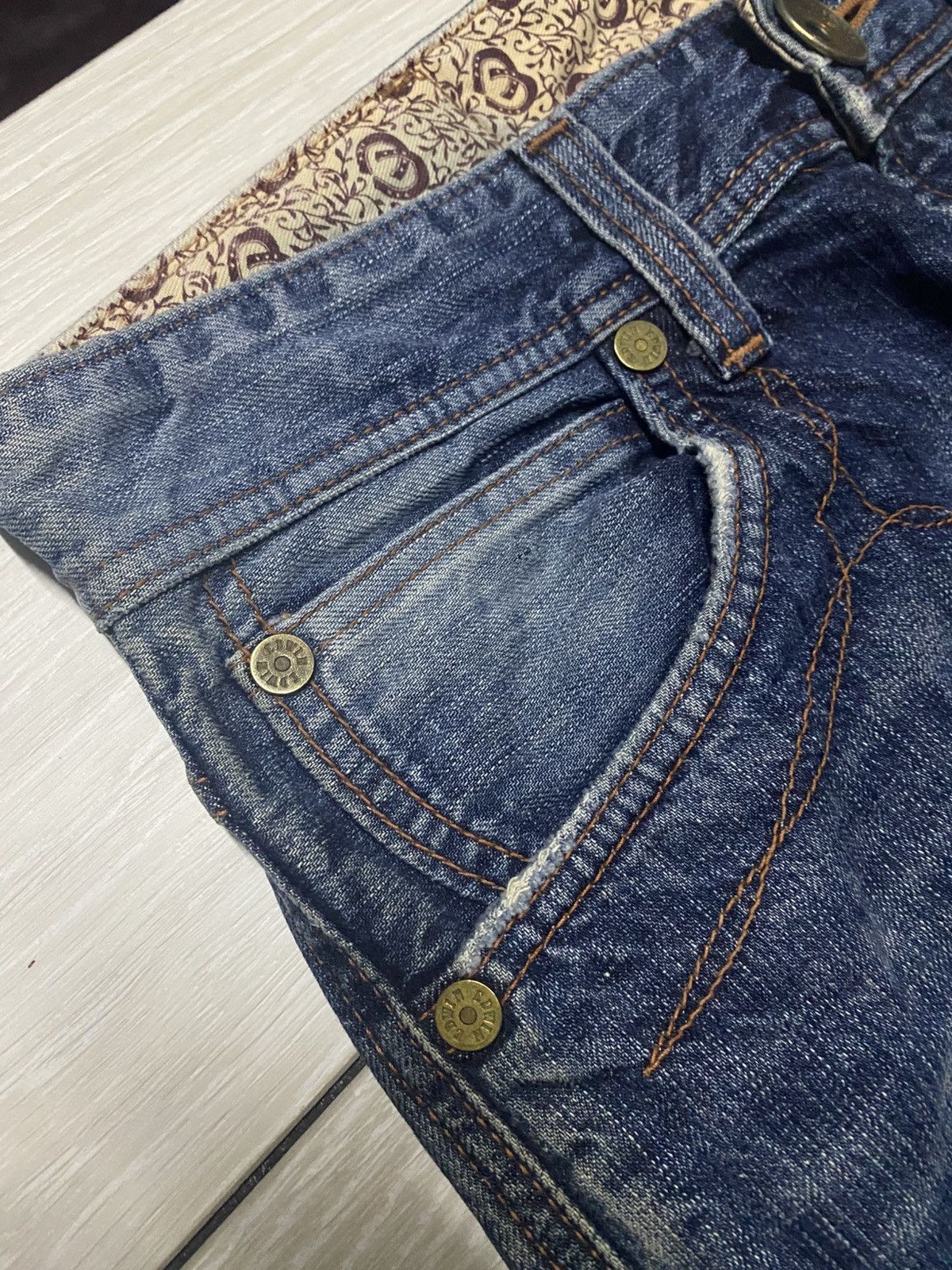 Junya Watanabe Edwin Blue Trip Thunder Faded Ripped Loose Jeans Size US 30 / EU 46 - 10 Thumbnail