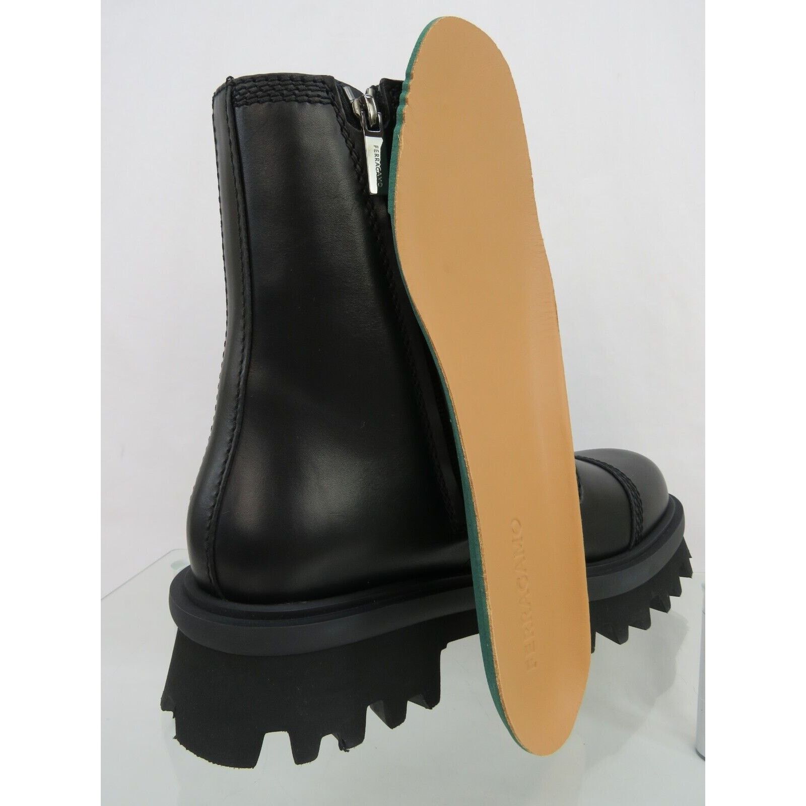 Salvatore Ferragamo FERRAGAMO FARAWAY BLACK LEATHER LOGO LACE ZIP BOOTS 10 M Size US 11 / EU 44 - 11 Thumbnail