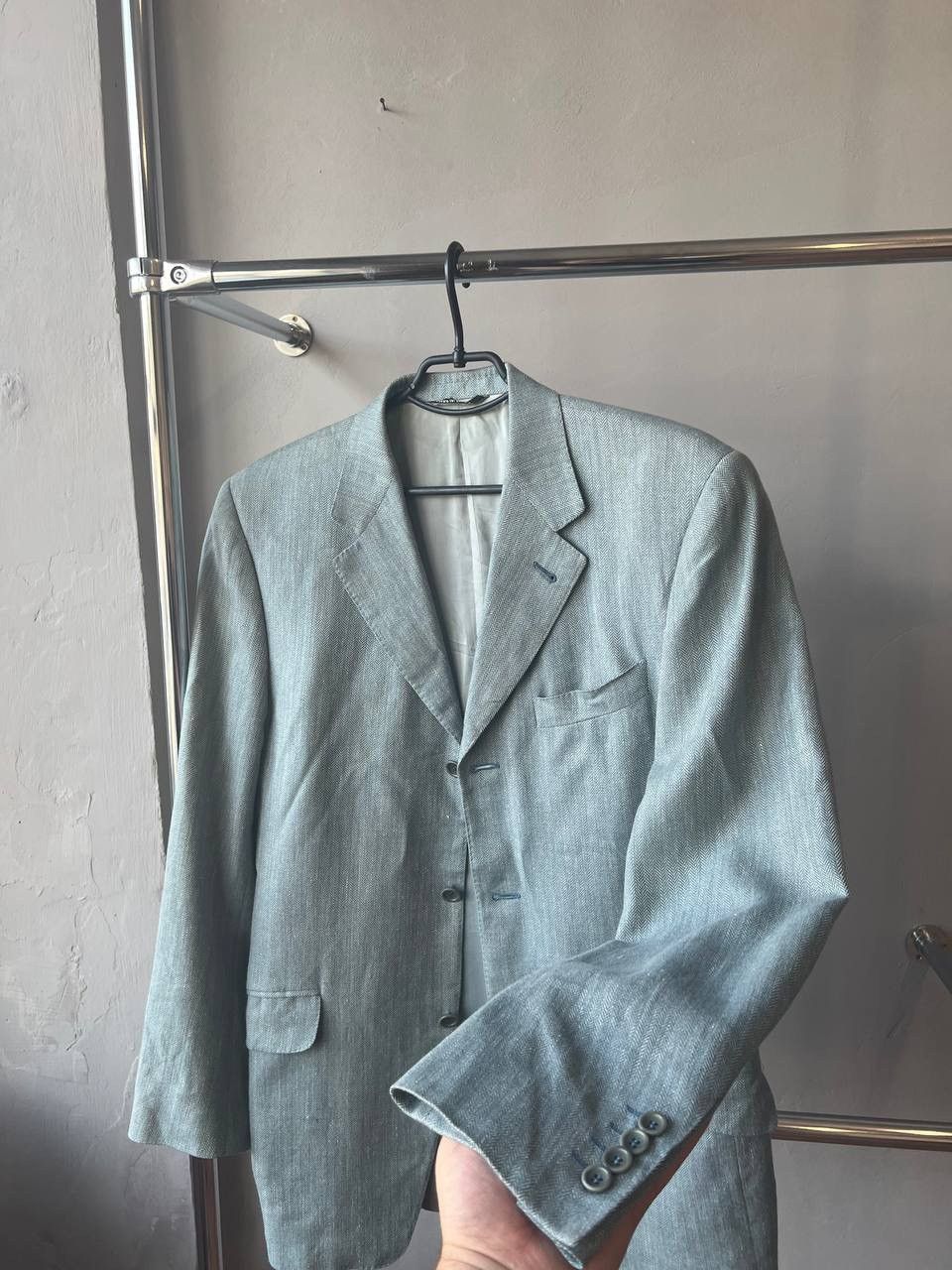 Celine 80/90’s CELINE HOMME RARE GREY MENS LINEN BLAZER JACKET 48 Size US L / EU 52-54 / 3 - 17 Thumbnail
