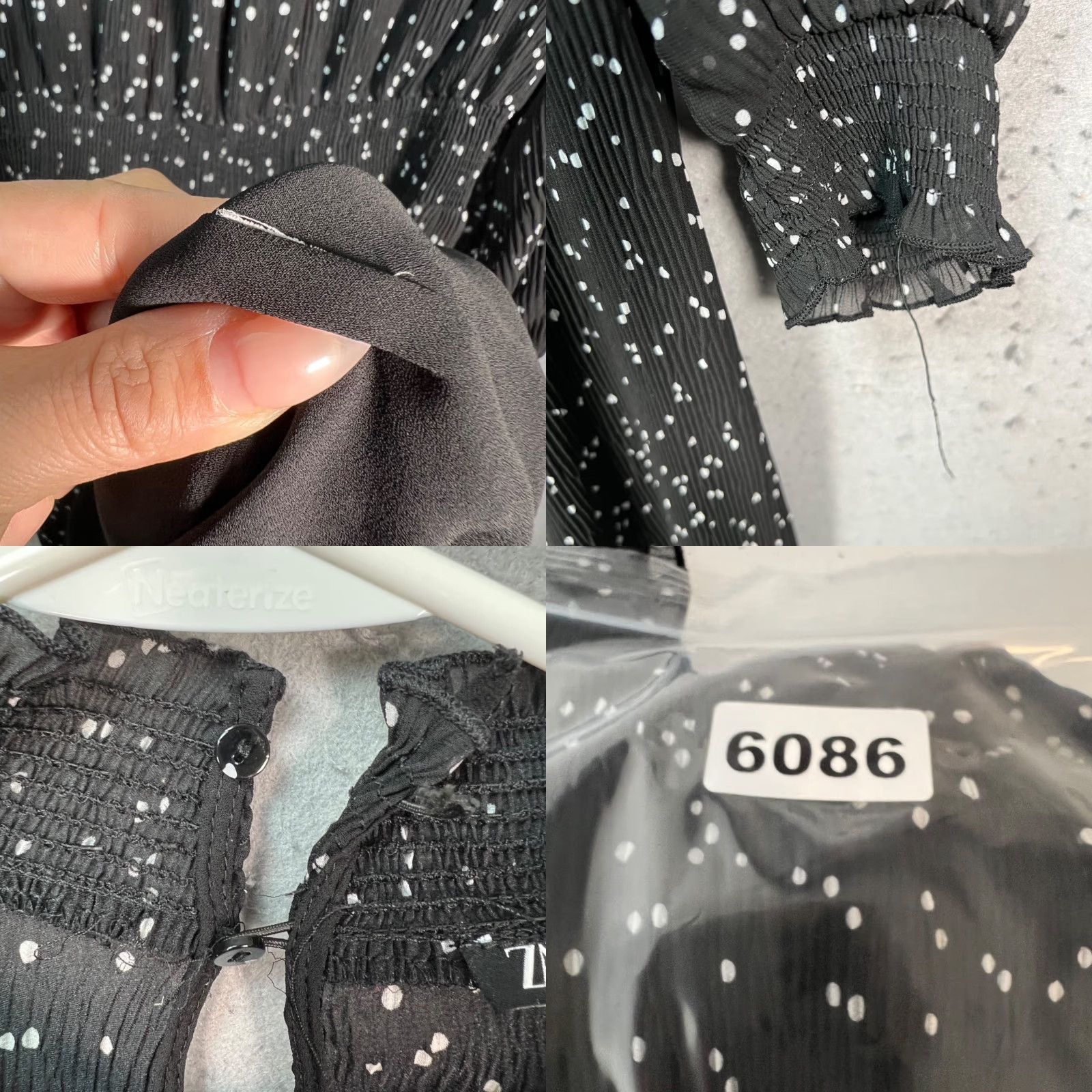 Zara Zara Womens XS Sheer Black & White Polka Dot Midi Dress Long Sleeve, A-Line, Party/Cocktail, Polyester, Maxi? (Note: Original specifies Midi) Size XS / US 0-2 / IT 36-38 - 8 Thumbnail