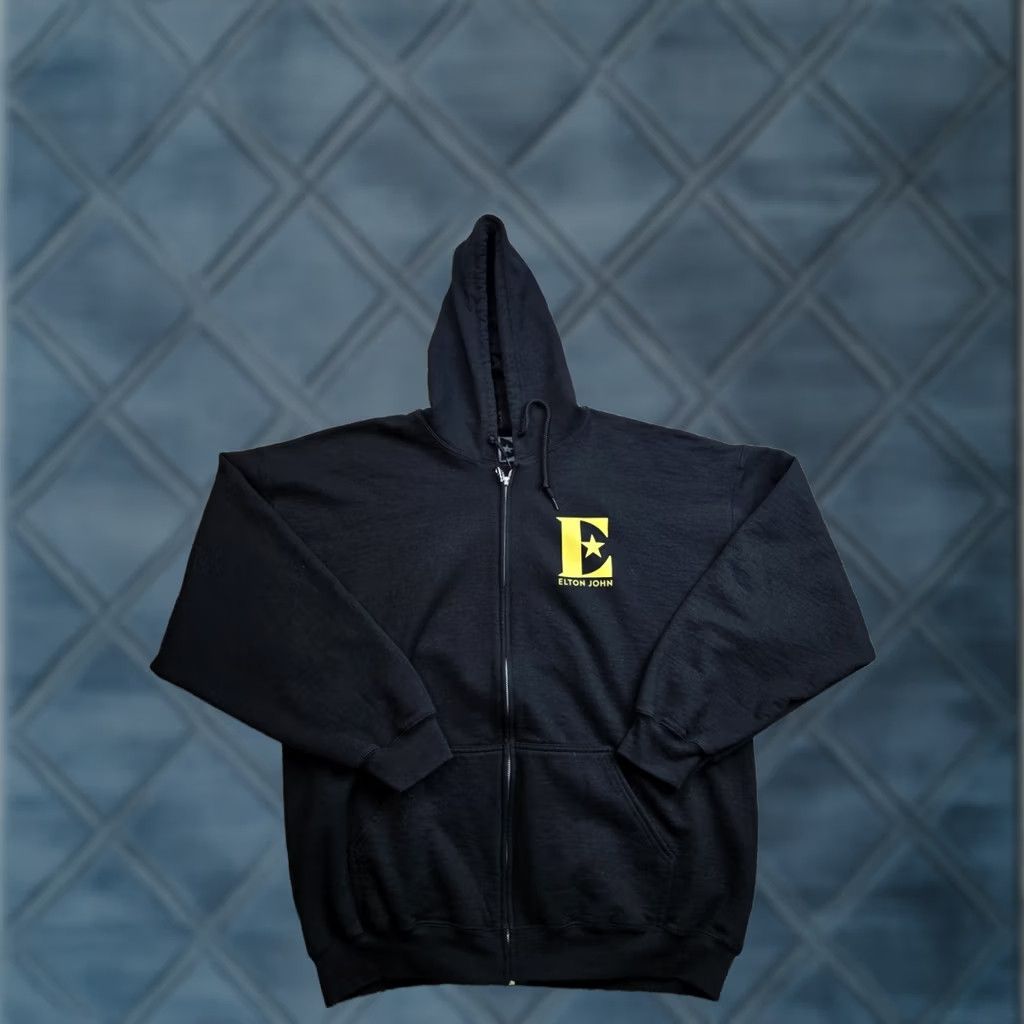 Vintage Elton John Hoodie XL Mens Black Full Zip 2022 Farewell Tour Size US XL / EU 56 / 4 - 1 Thumbnail