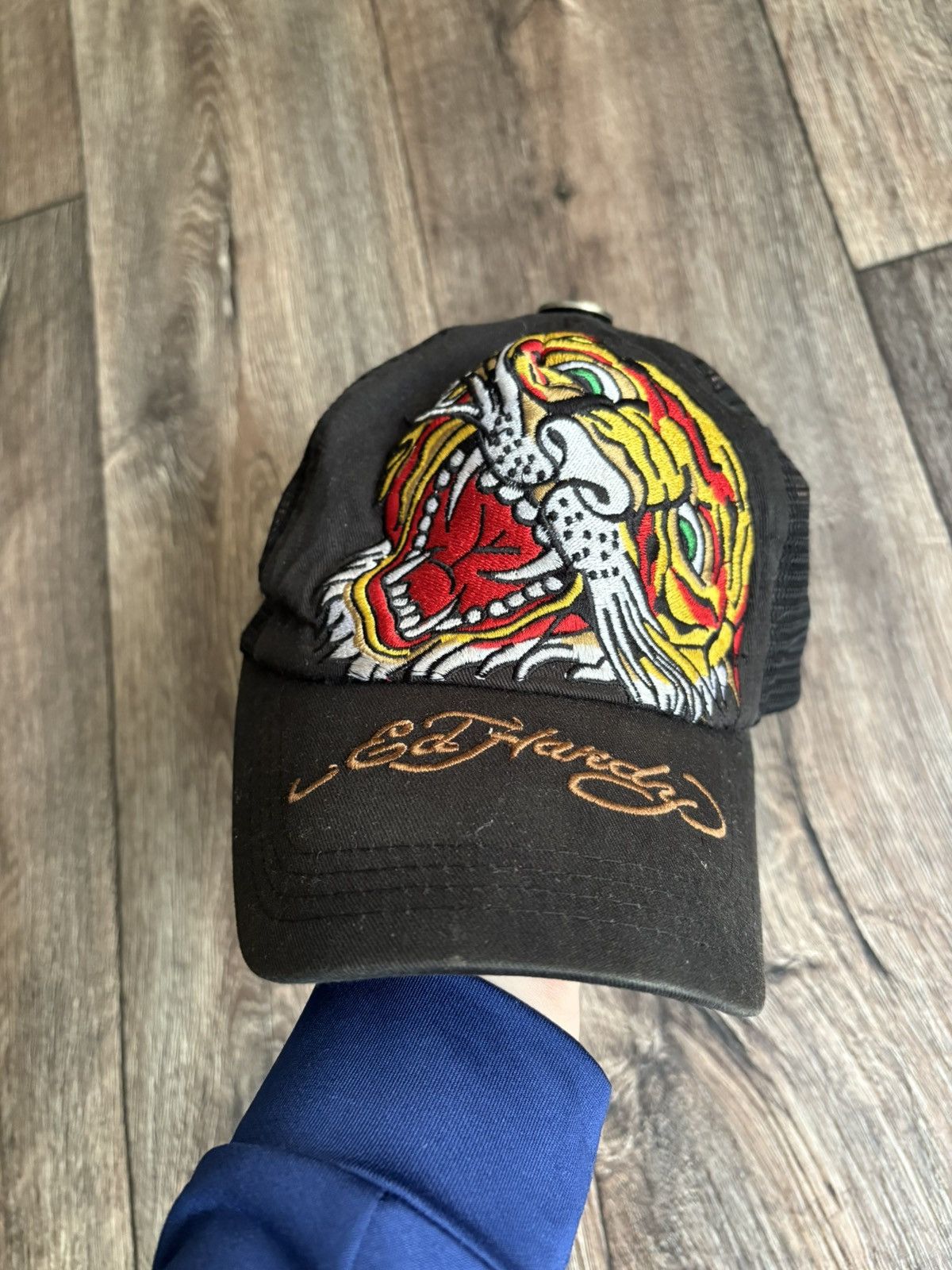 Christian Audigier × Ed Hardy × Vintage Vintage Ed Hardy Tiger Trucker Cap Hat Size ONE SIZE - 1 Thumbnail