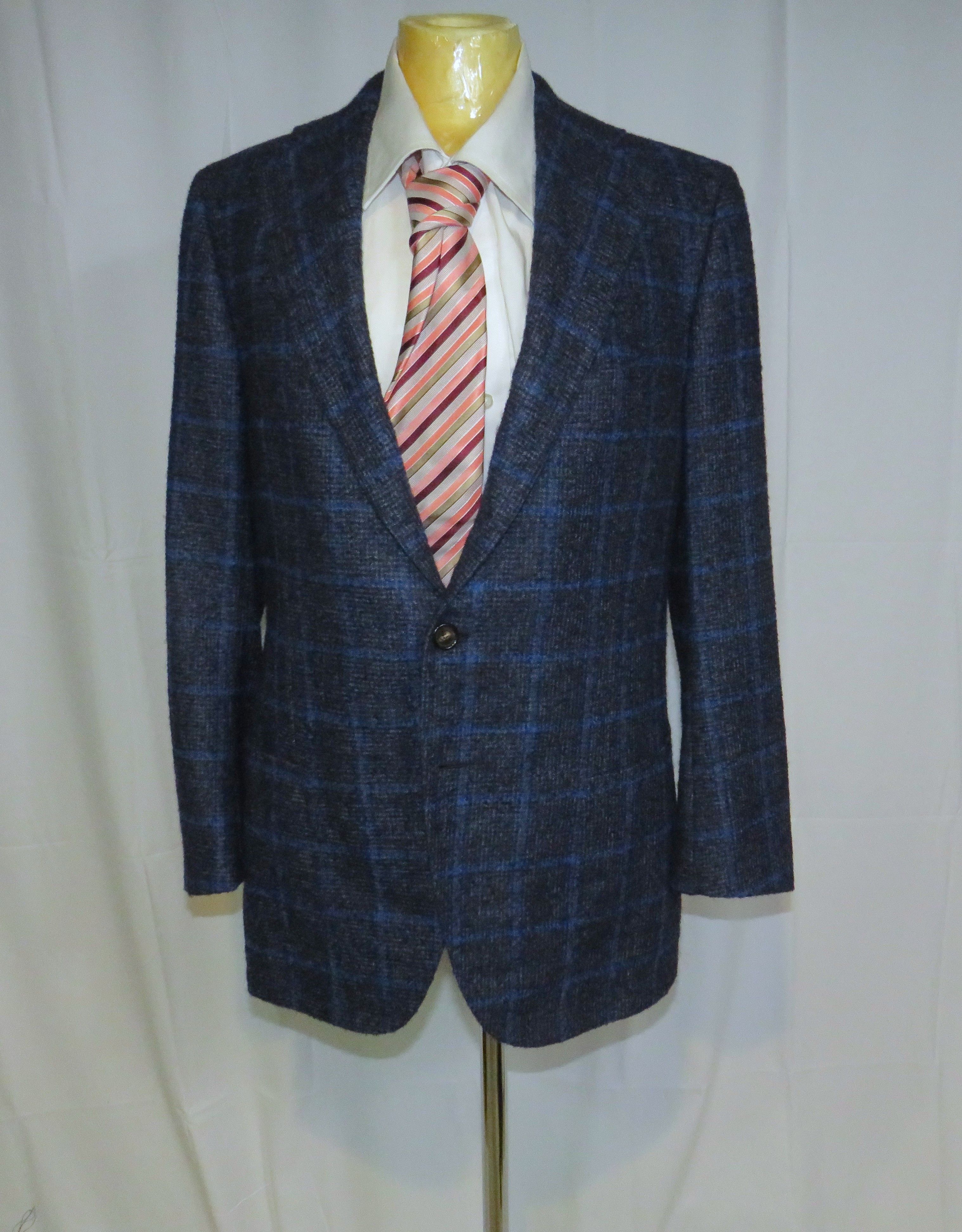 Cesare Attolini Handmade Alpaca Blend Gray & Blue Plaid Flannel Blazer 40R Size 40R - 1 Thumbnail