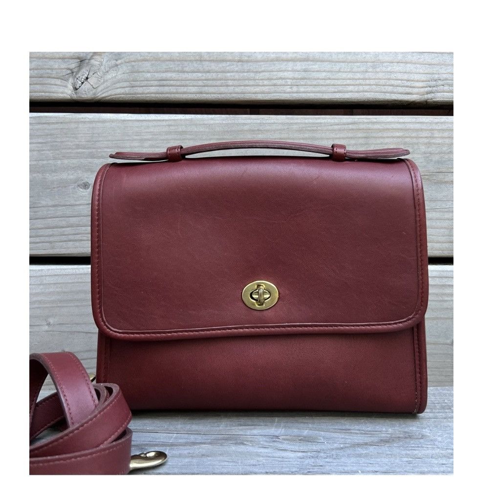 image of New, Bordeaux Vintage Coach Court Top Handle Bag, 9870, Women's