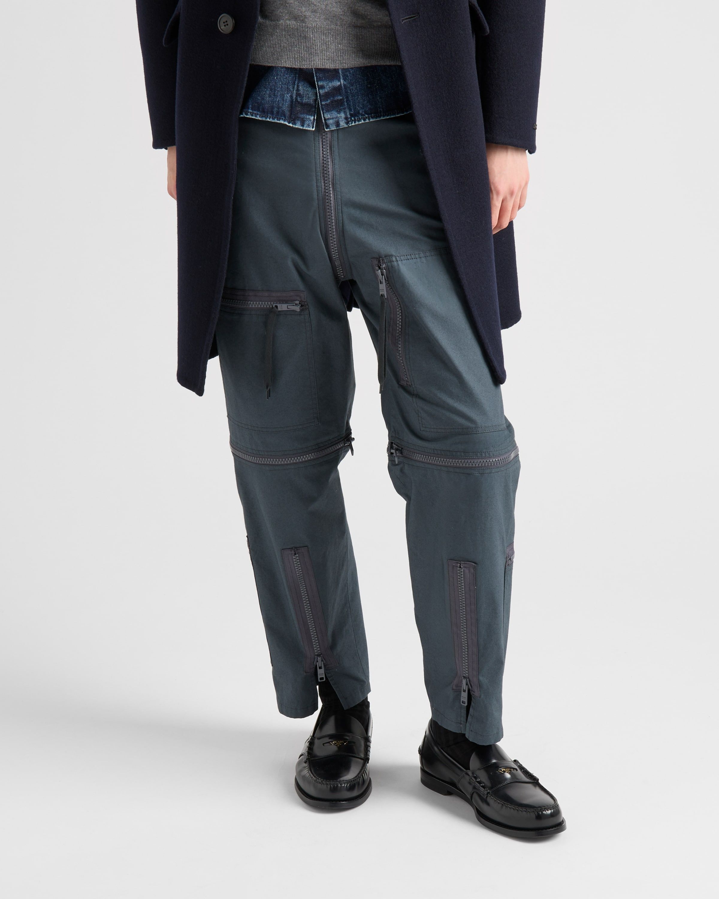 Prada o1bcso1str1025 Popeline Soft Modular Pants in Blue Size US 32 / EU 48 - 3 Thumbnail