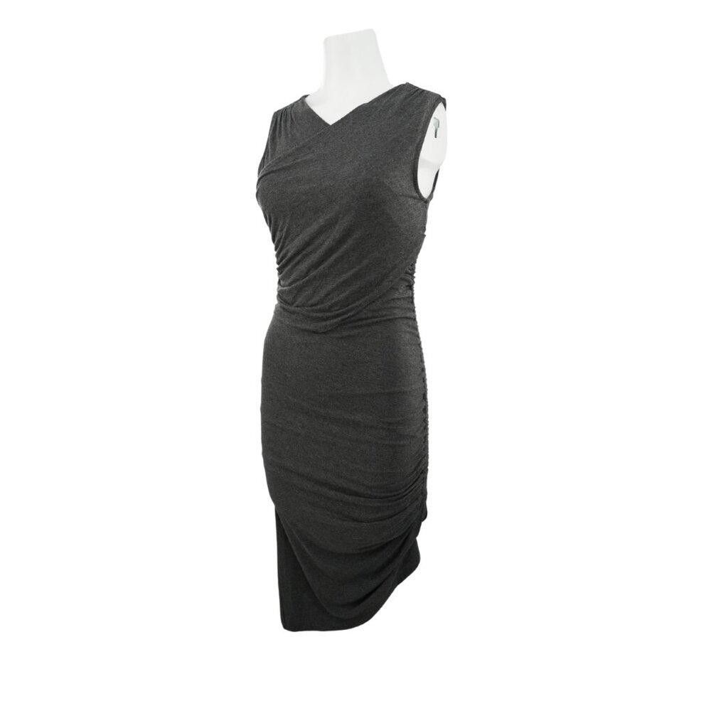 Designer NWT Anthropologie Ruched Gray Dress Size XS Size XS / US 0-2 / IT 36-38 - 2 Thumbnail
