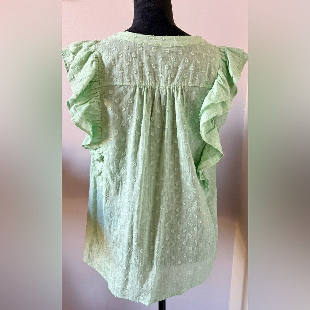 Other Mint Ruffle Sleeve Button-Up Top Size L / US 10 / IT 46 - 2 Thumbnail
