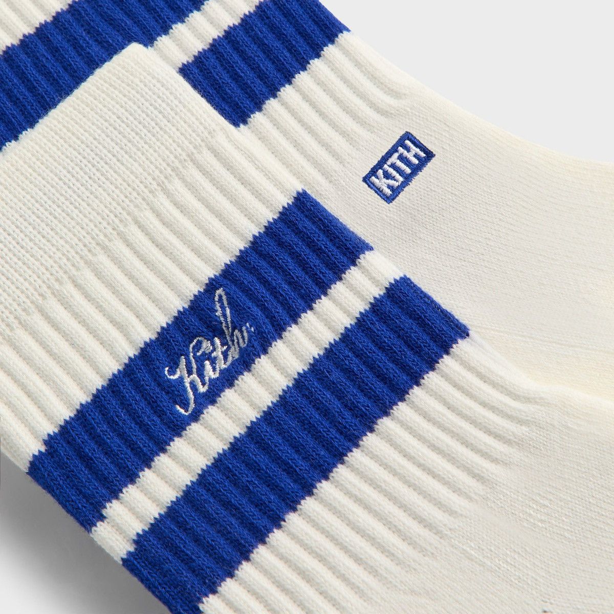 Kith Kith 3-Pack Striped Mid Crew White Socks Embroidered Logo Size ONE SIZE - 4 Thumbnail