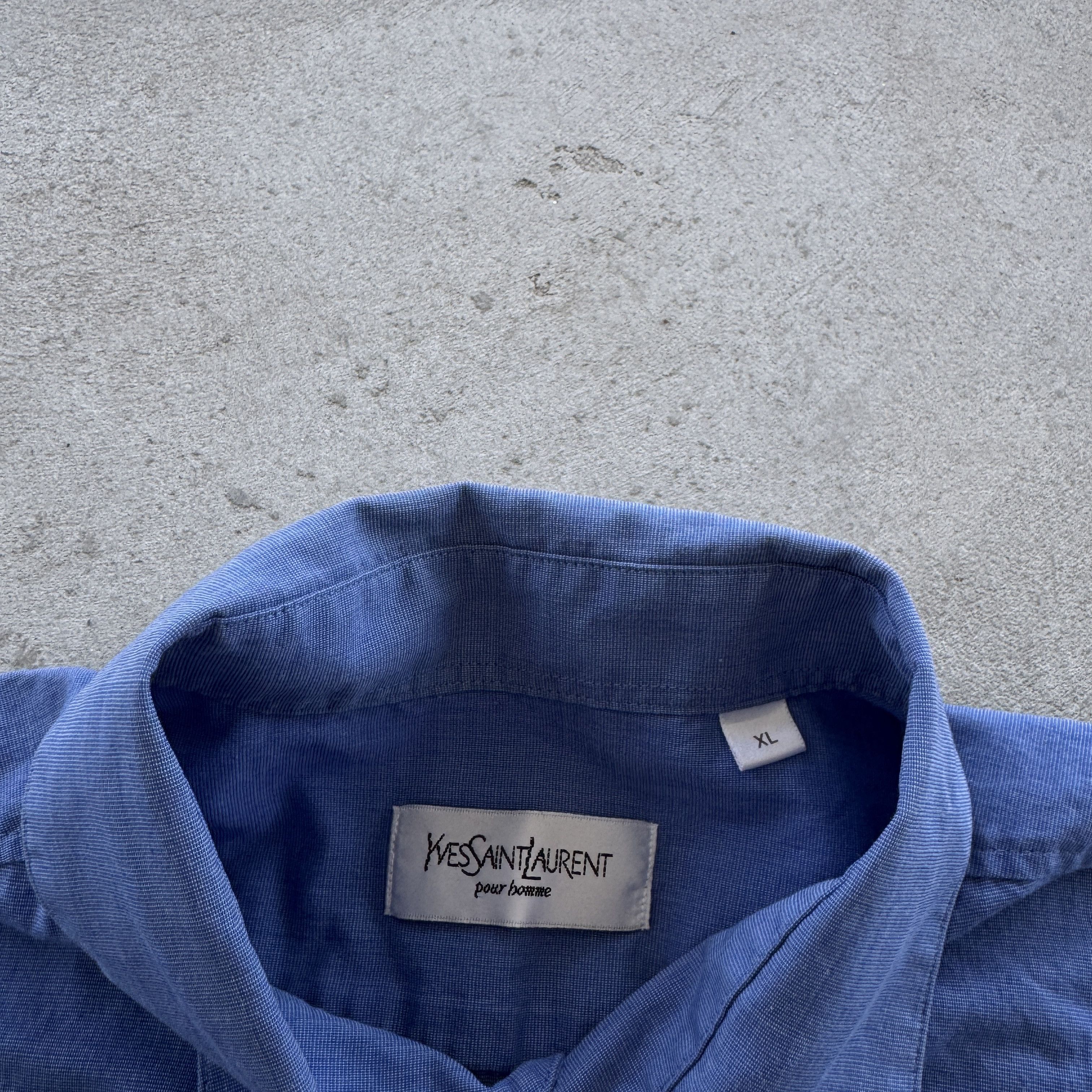 Yves Saint Laurent Yves Saint Laurent Pour Homme Blue Long Sleeve Shirt XL Size US XL / EU 56 / 4 - 5 Thumbnail