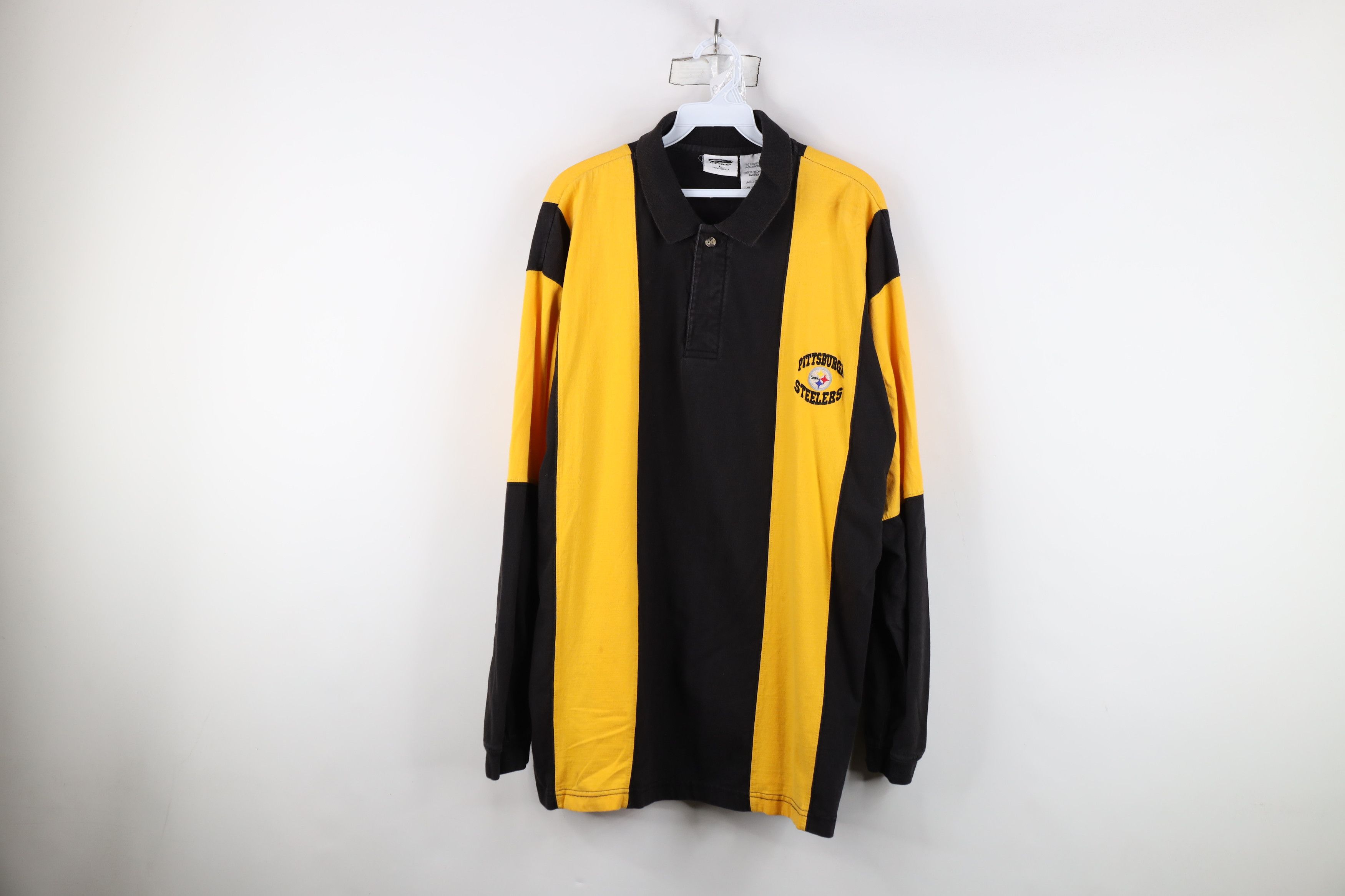 Vintage Vintage 90s Steelers Football Long Sleeve Rugby Polo Shirt Size US L / EU 52-54 / 3 - 1 Thumbnail