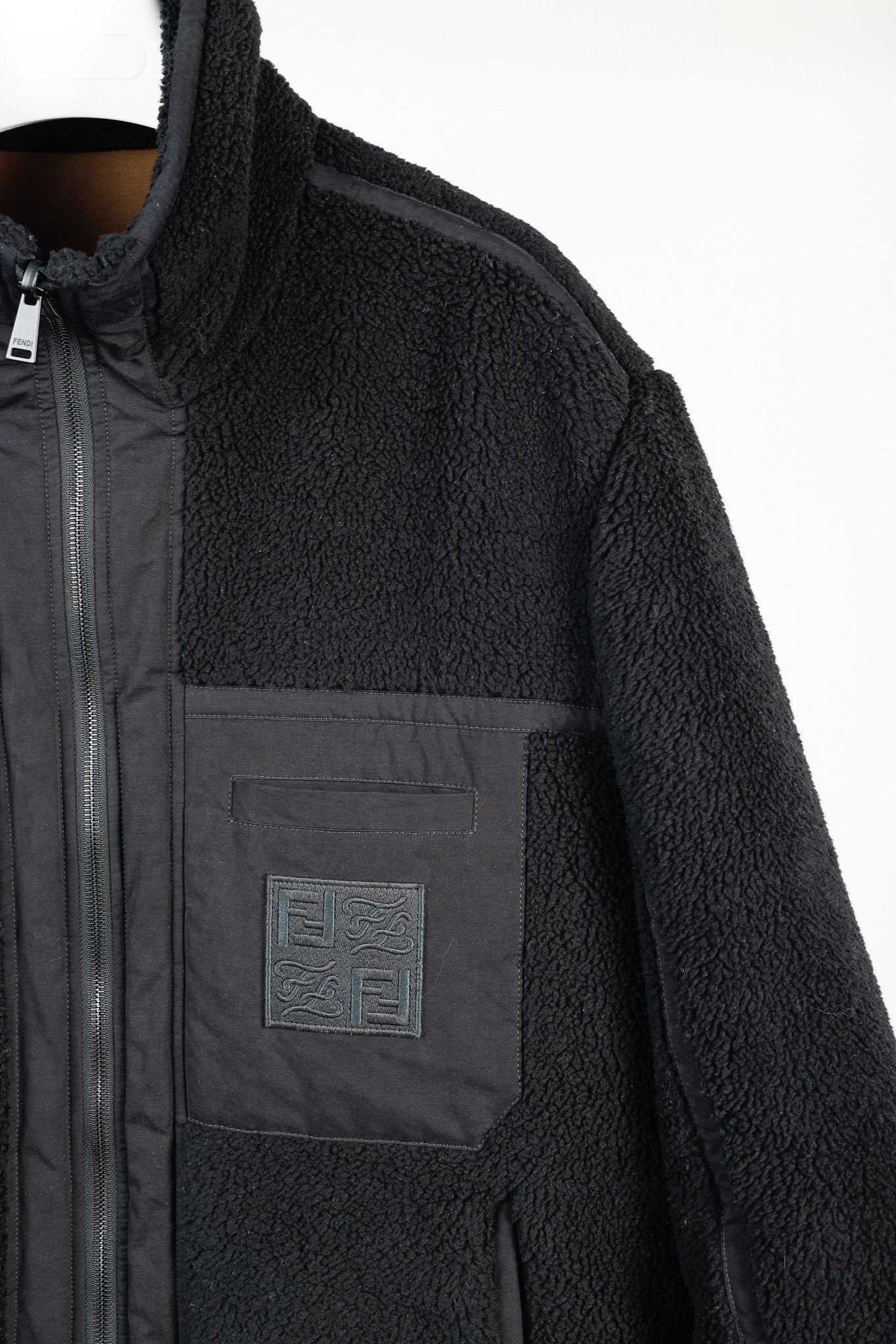 Fendi Fendi Reversible Black Wool Fleece & Brown Patchwork Jacket Size US S / EU 44-46 / 1 - 7 Thumbnail