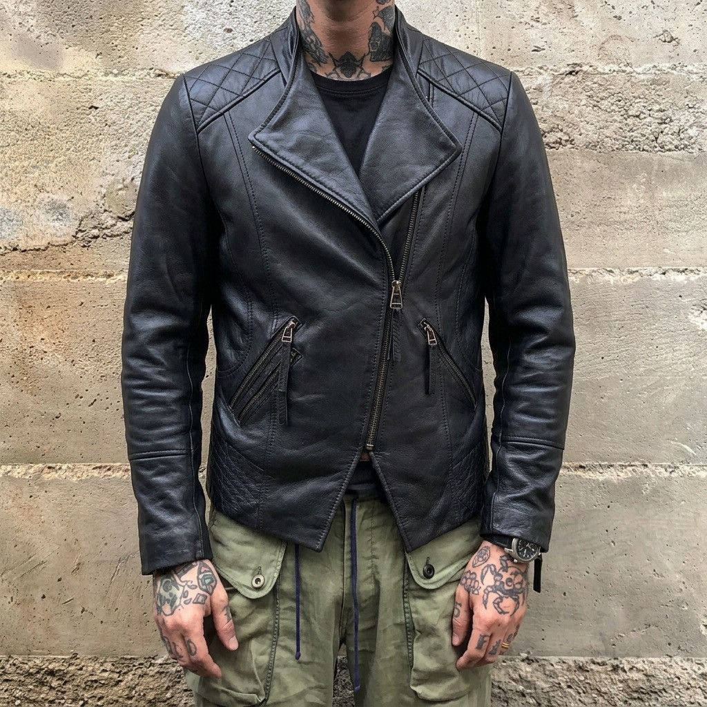 Ekam EKAM 00s Asymmetrical Cowl Rider Jacket | Grailed