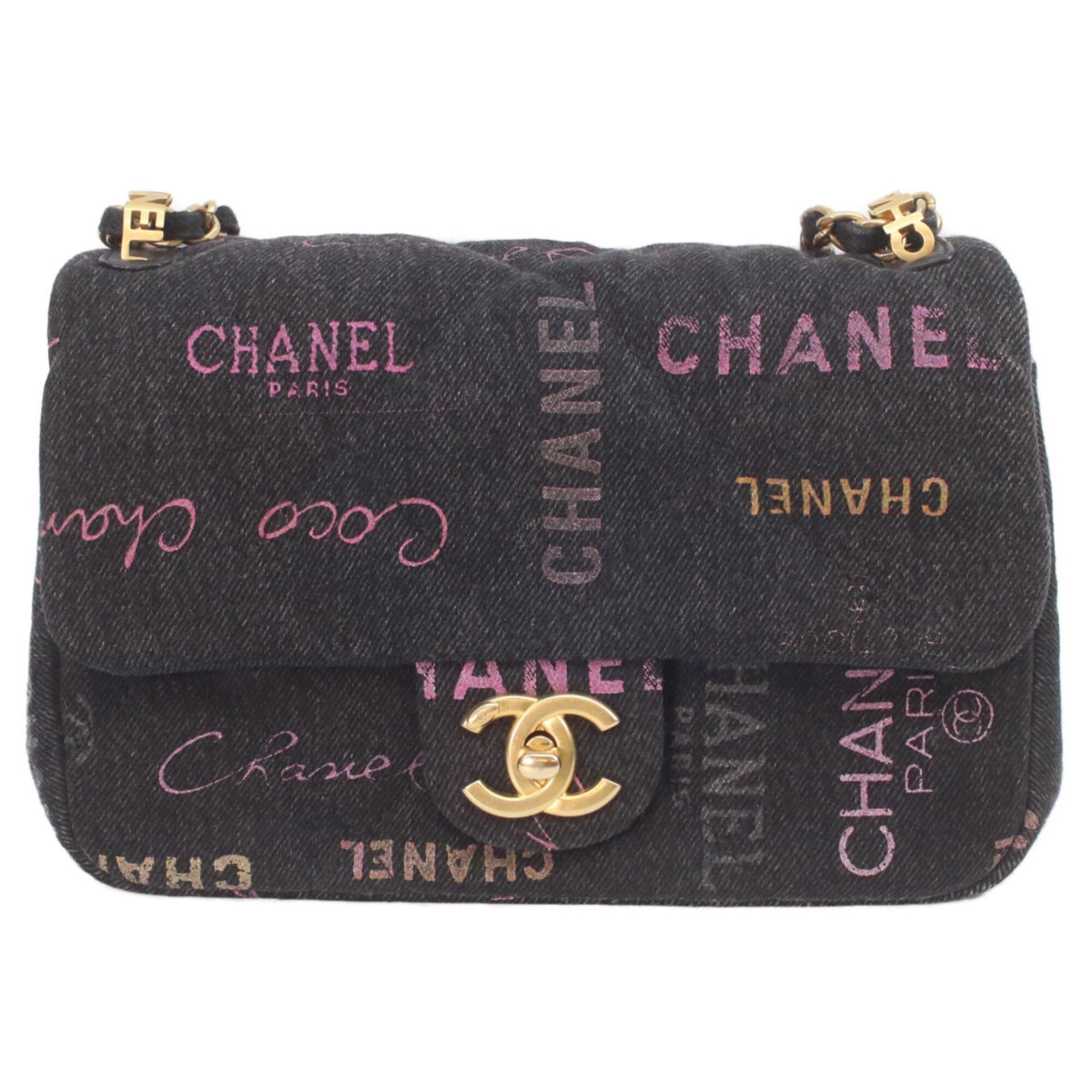 Chanel CHANEL AS3135 Printed Denim Mini Matelassé 21 Chain Shoulder Bag, Black with Gold Hardware, Women's Size ONE SIZE - 1 Thumbnail