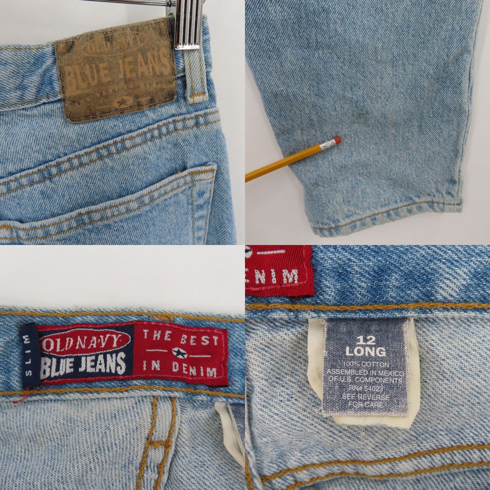 Old Navy VINTAGE Old Navy Womens Jeans Slim Straight 12L 12 Long Blue Denim HIGH RISE 90s Size 34" / US 12 / IT 48 - 8 Thumbnail