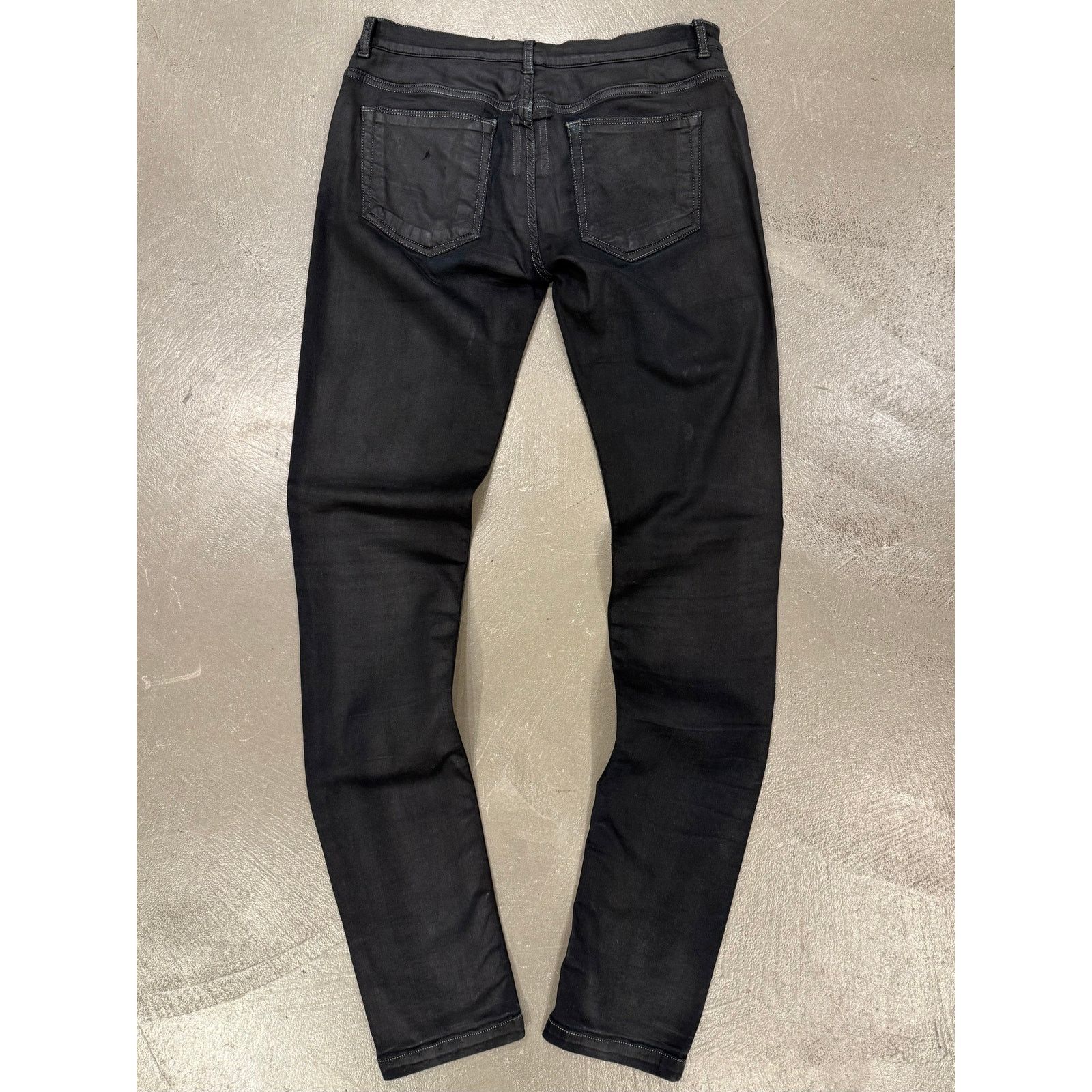 Rick Owens 2000s Rick Owens coated distressed faded slim jeans Size 31" - 2 Thumbnail