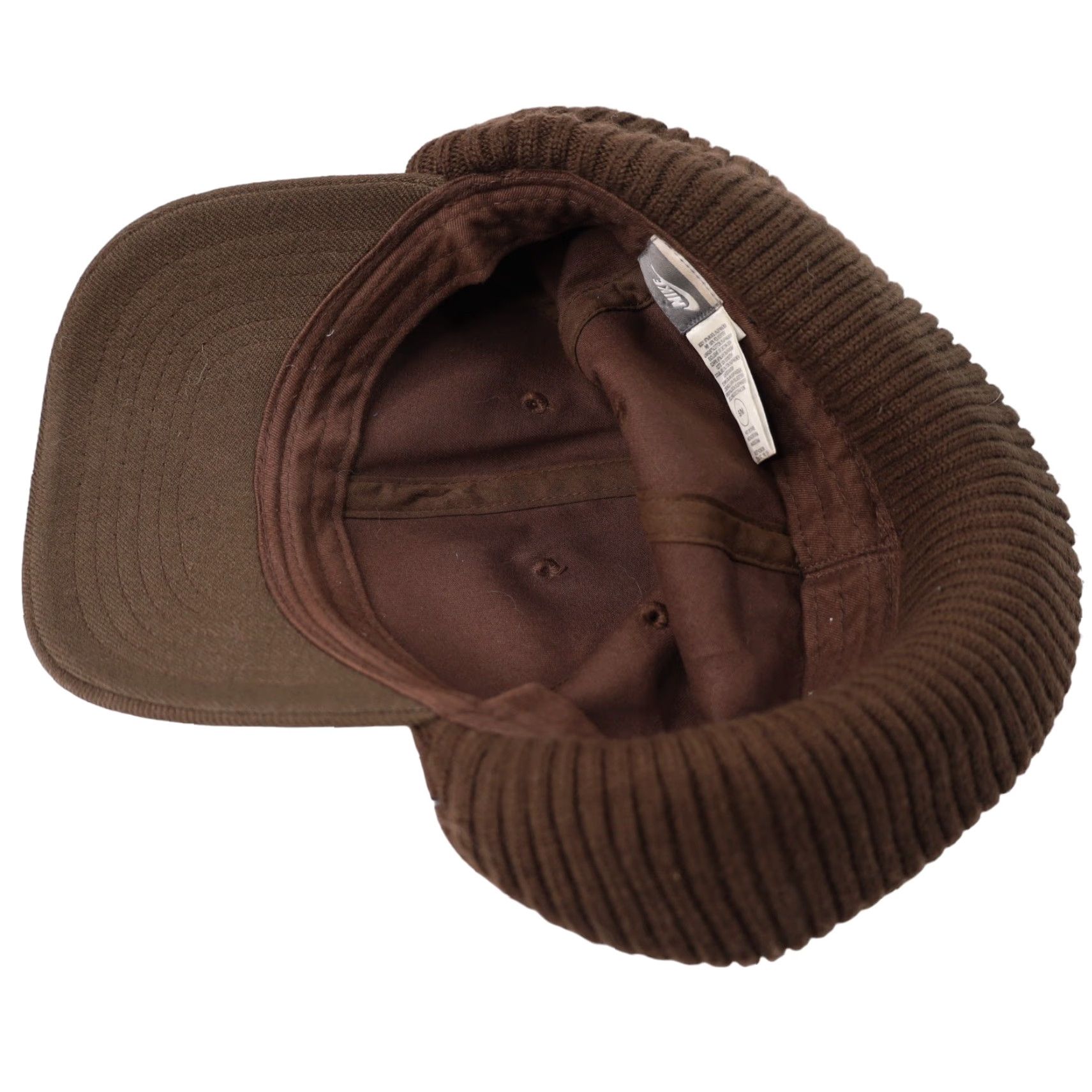 Nike VINTAGE Nike Textured Swoosh Snow Hat Hat Men M Brown S/M 9/10 Size ONE SIZE - 4 Thumbnail