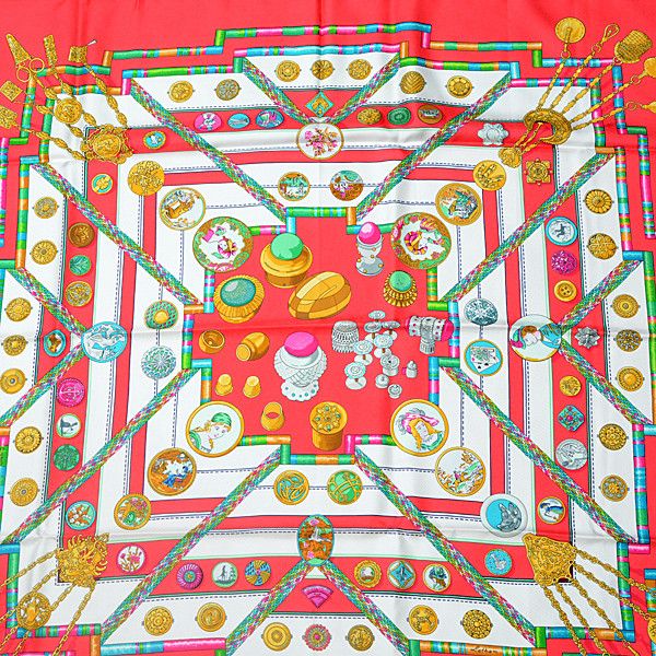 Hermes Hermes Hermes Silk Scarf 90cm Red Canvas Scarf 74930 in Great Condition Size ONE SIZE - 1 Thumbnail