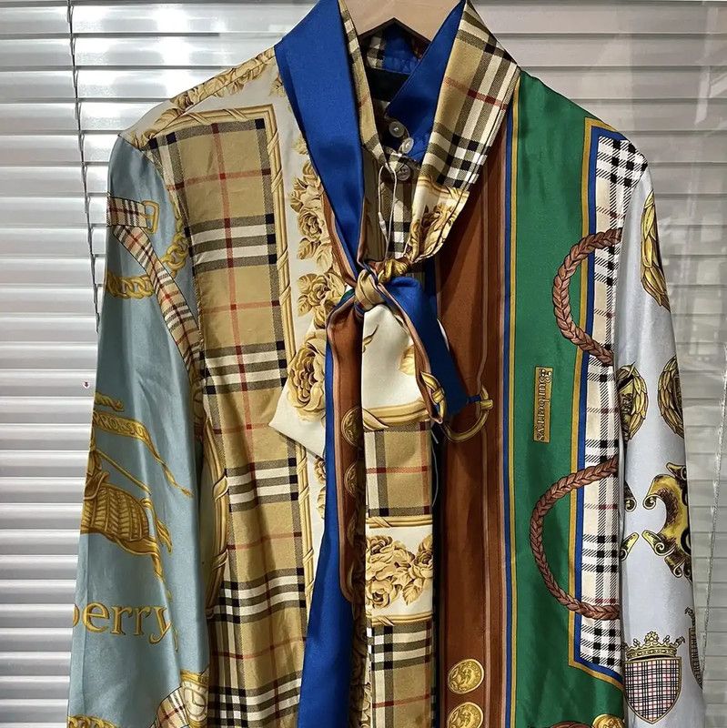 Burberry Burberry Multicolor Silk Long Sleeve Blouse Size M / US 6-8 / IT 42-44 - 1 Thumbnail