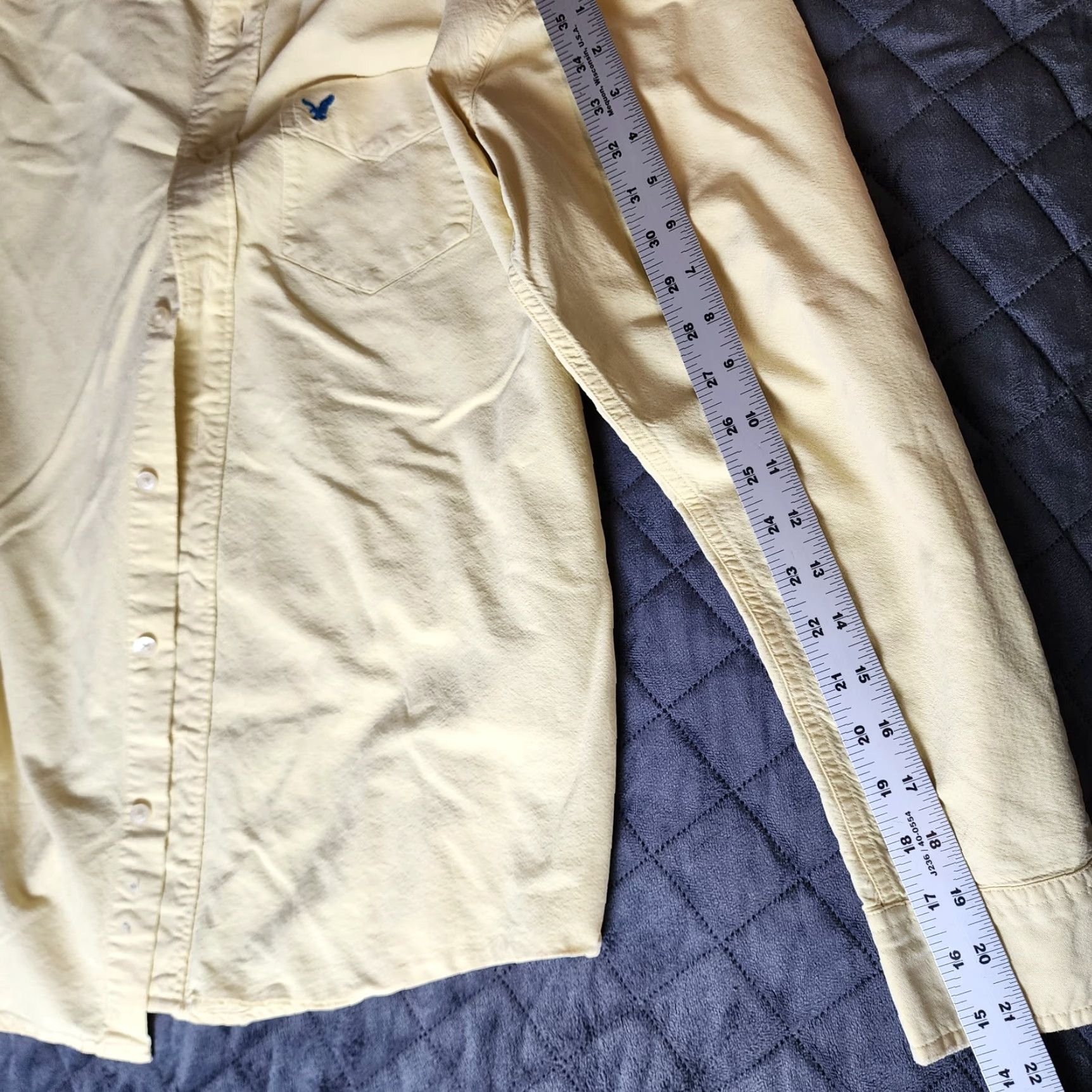 American Eagle Outfitters American Eagle Outfitters Button-Up Shirt Mens Large Button Down Long Sleeve Yellow Solid Cotton Size US L / EU 52-54 / 3 - 7 Thumbnail