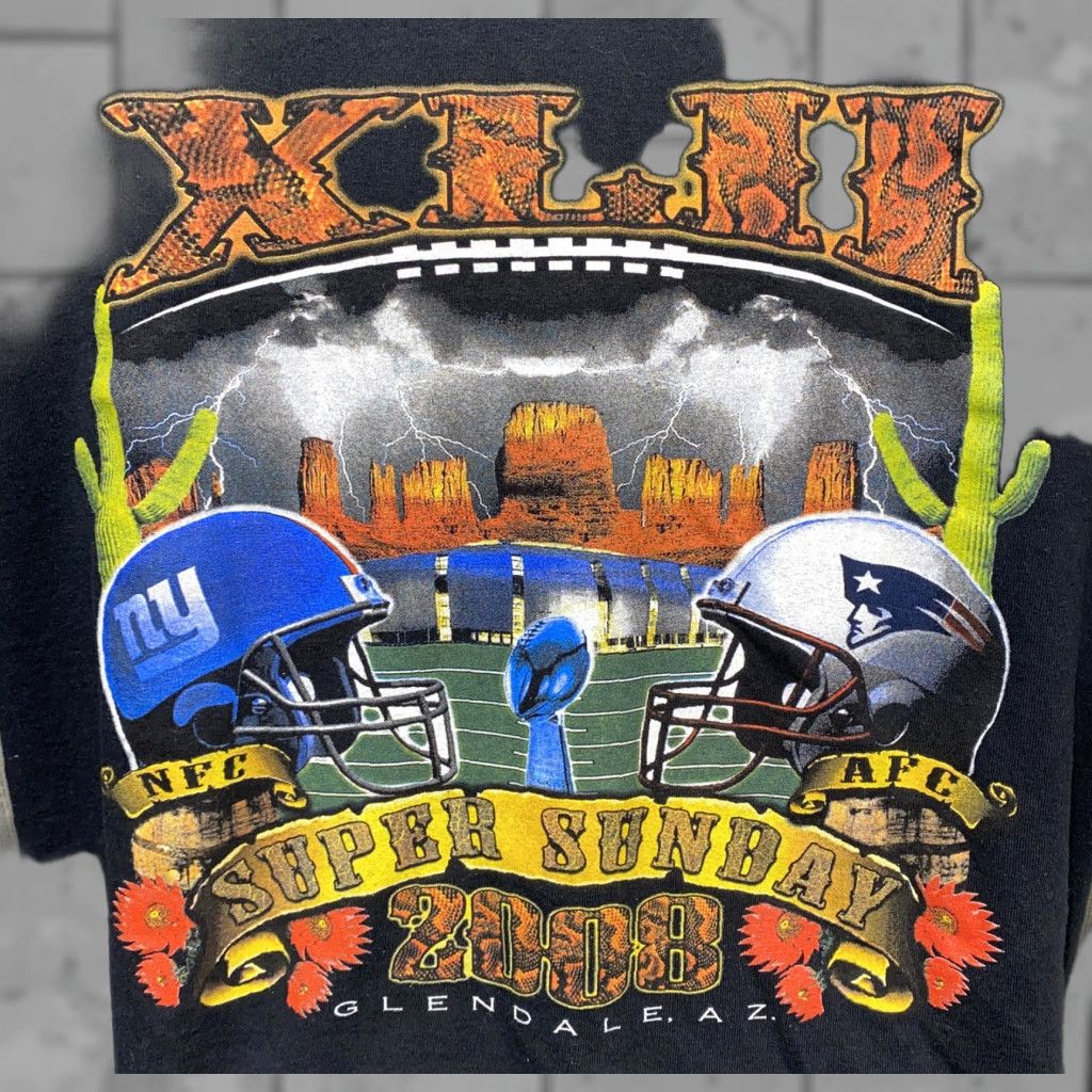 Gildan Gildan T-Shirt XL 2008 SUPERBOWL SUNDAY XLII Graphic Black Mens XL Size US XL / EU 56 / 4 - 1 Thumbnail