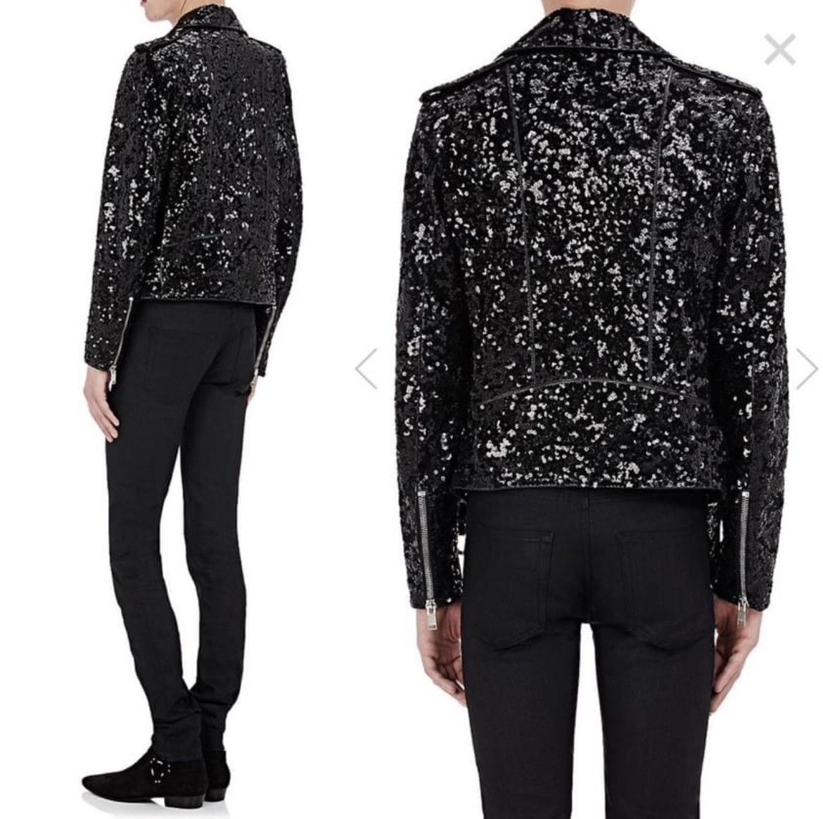 16FW Sequins Covered Leather Jacket sz50