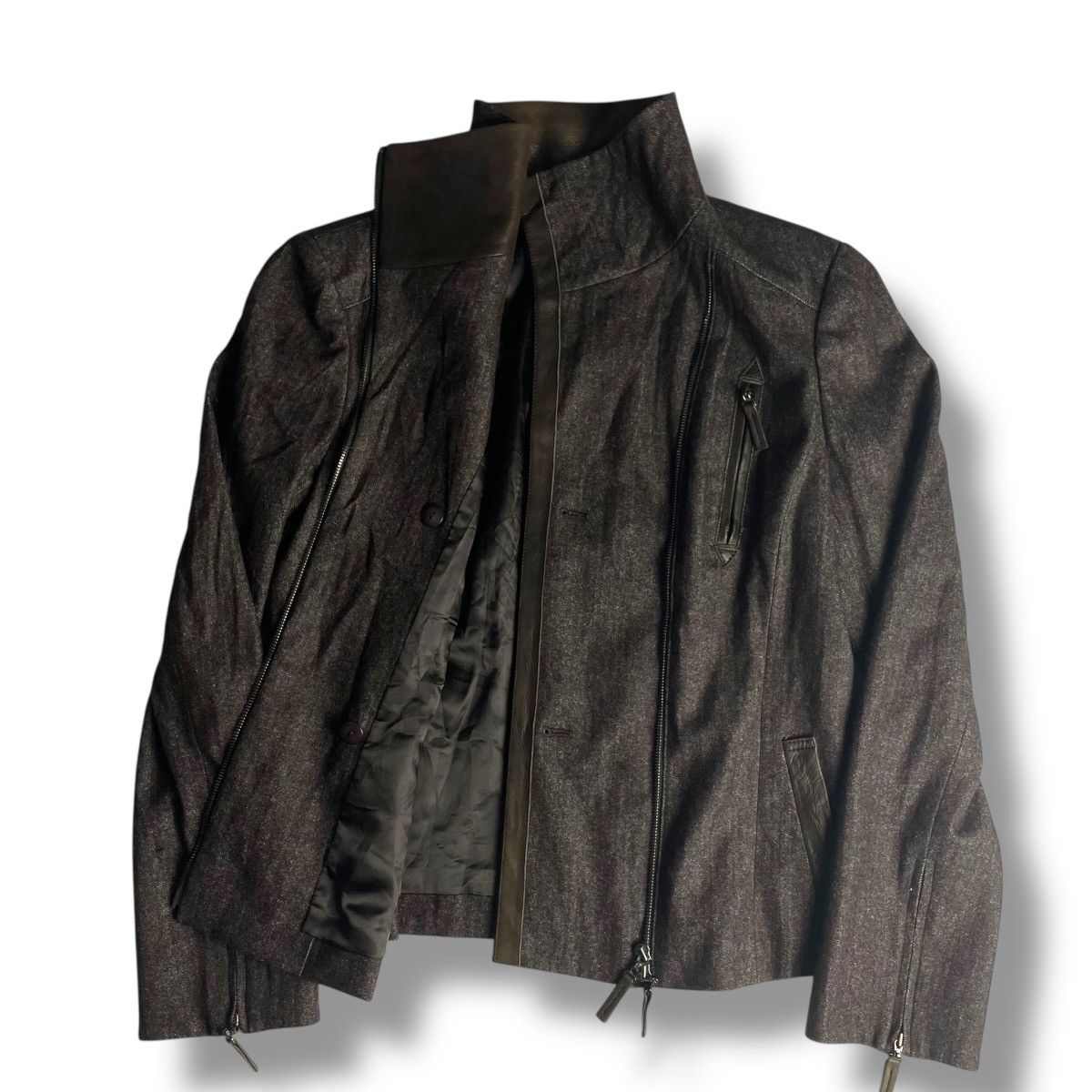 Krizia Uomo 🇯🇵 KRIZIA SHEEPSKIN COLLAR WOOL BLEND JACKET Size US XS / EU 42 / 0 - 9 Thumbnail