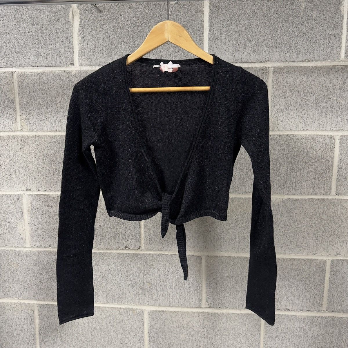 Vintage Metallic Cropped Tie Longsleeve Knit Shirt ERD Grunge Size XS / US 0-2 / IT 36-38 - 1 Thumbnail
