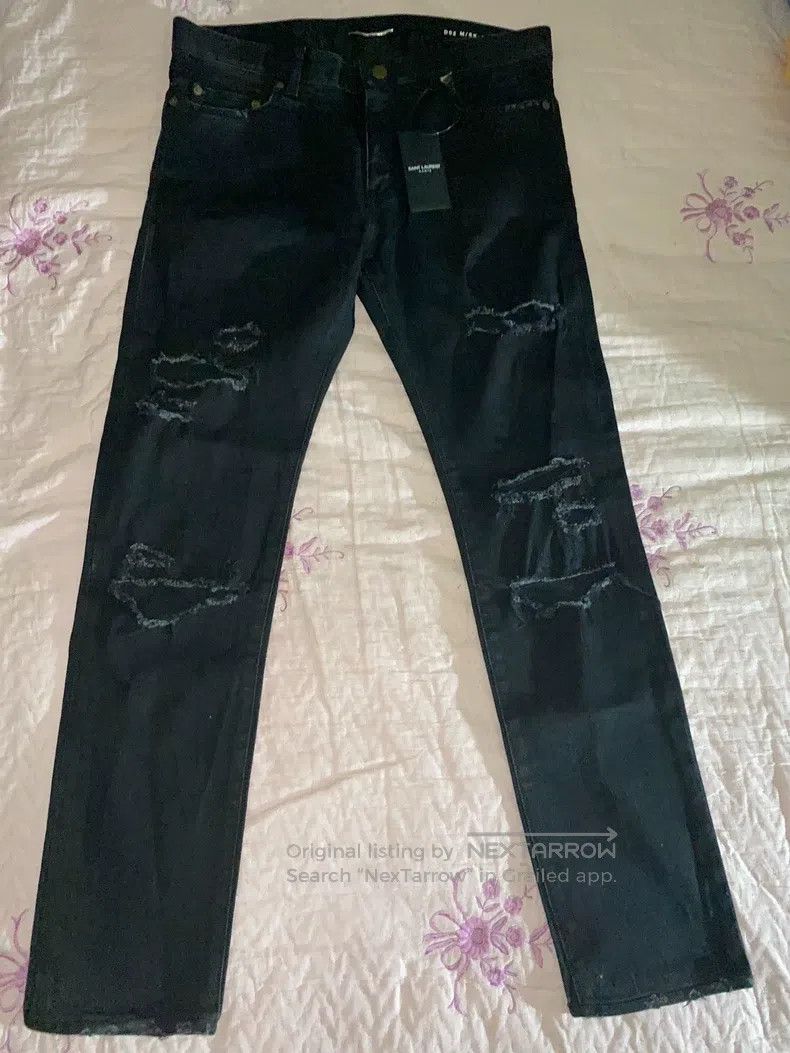 Saint Laurent Paris Saint Laurent Paris Washed Ripped Denim Jeans Size 32 i Size US 32 / EU 48 - 2 Thumbnail